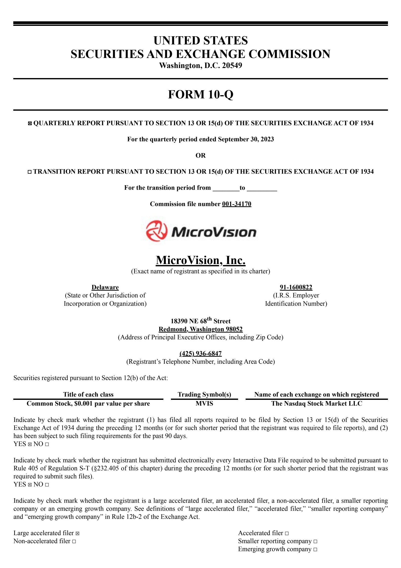 MicroVision's Q3 2023 Quarterly report