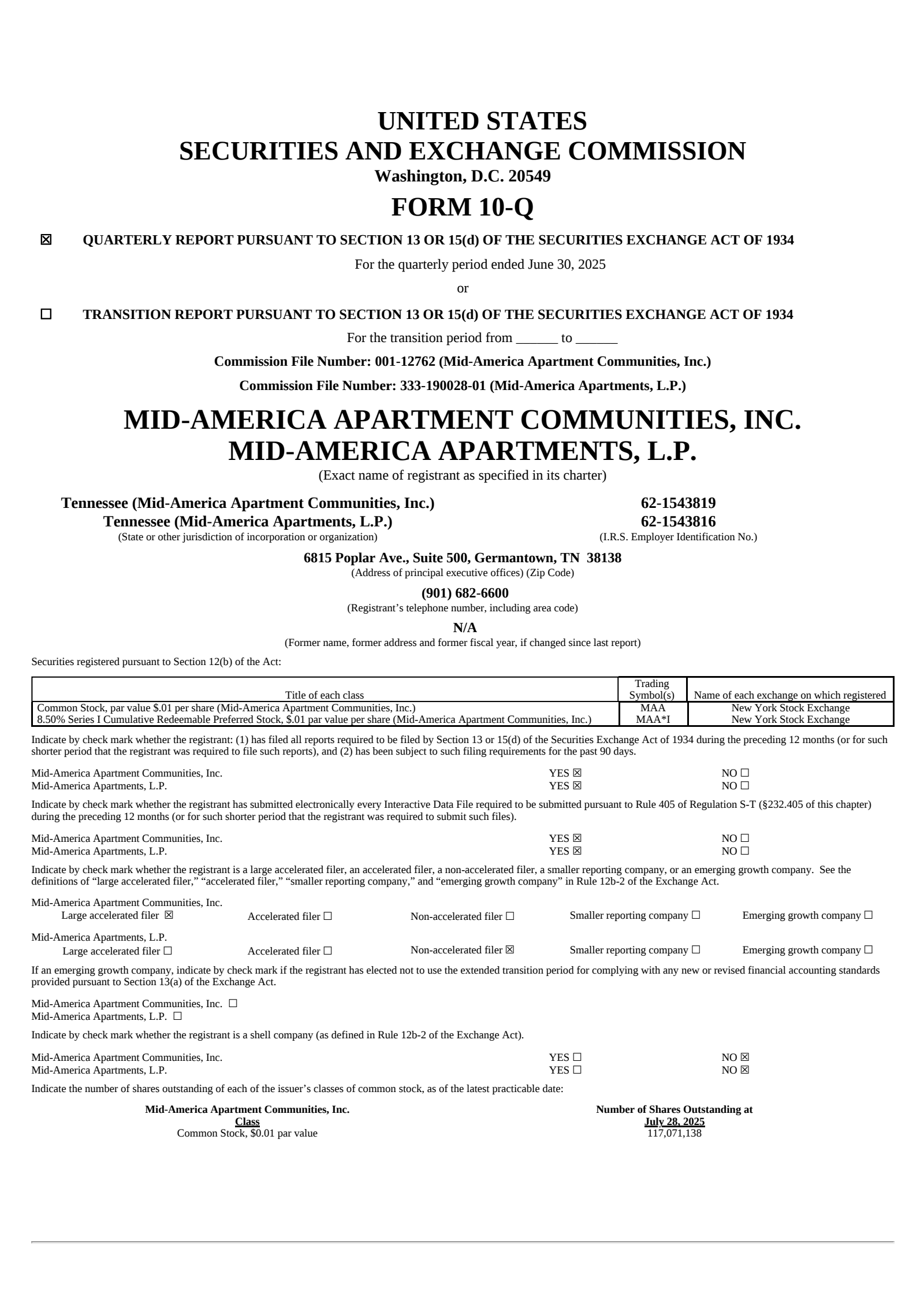 Mid-America Apartment Communities' Q2 2025 Quarterly report