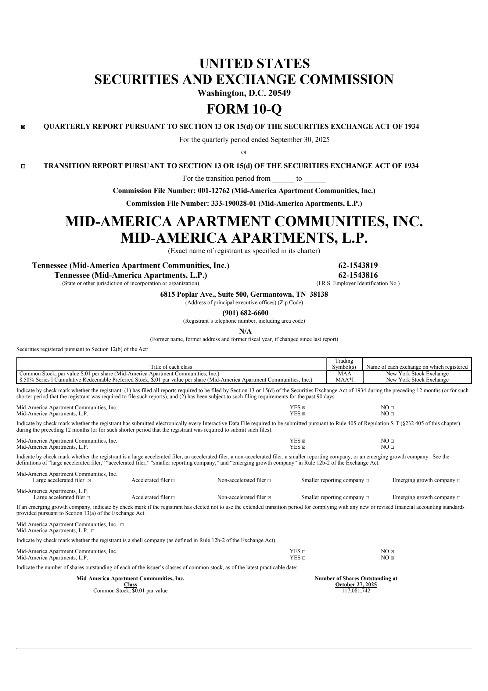 Mid-America Apartment Communities' Q3 2025 Quarterly Report
