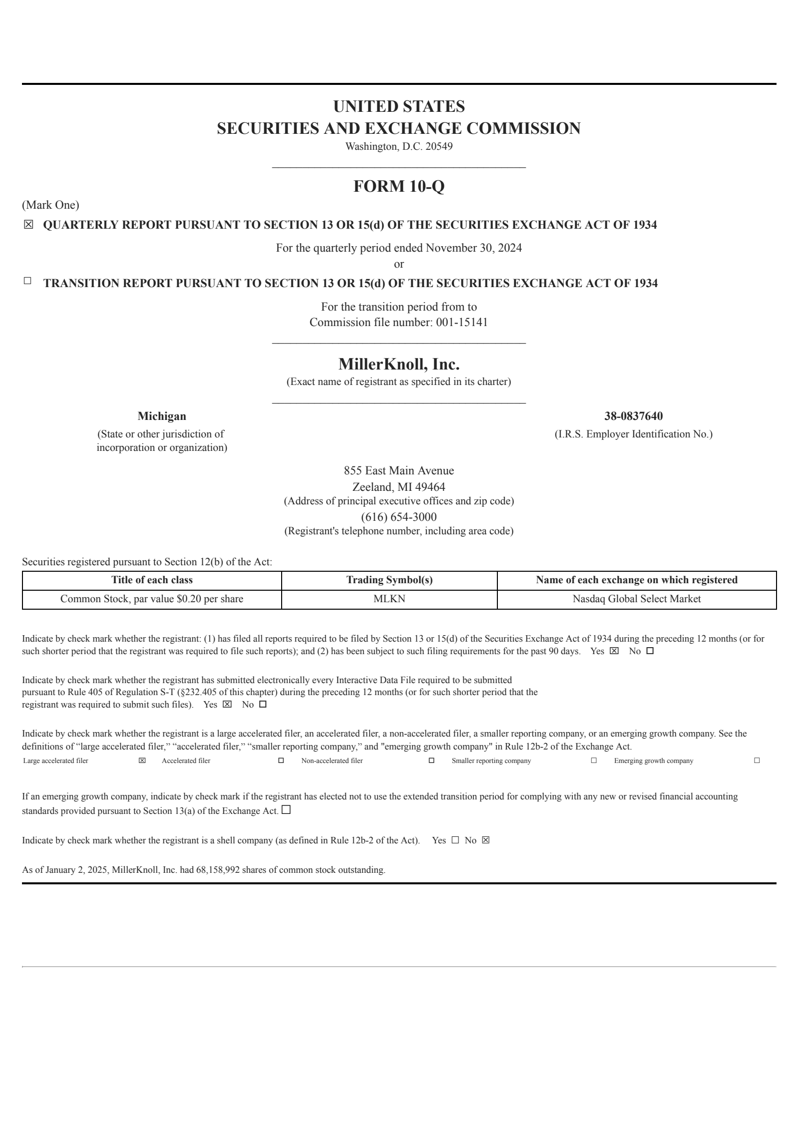 MillerKnoll's Q2 2024 Quarterly Report