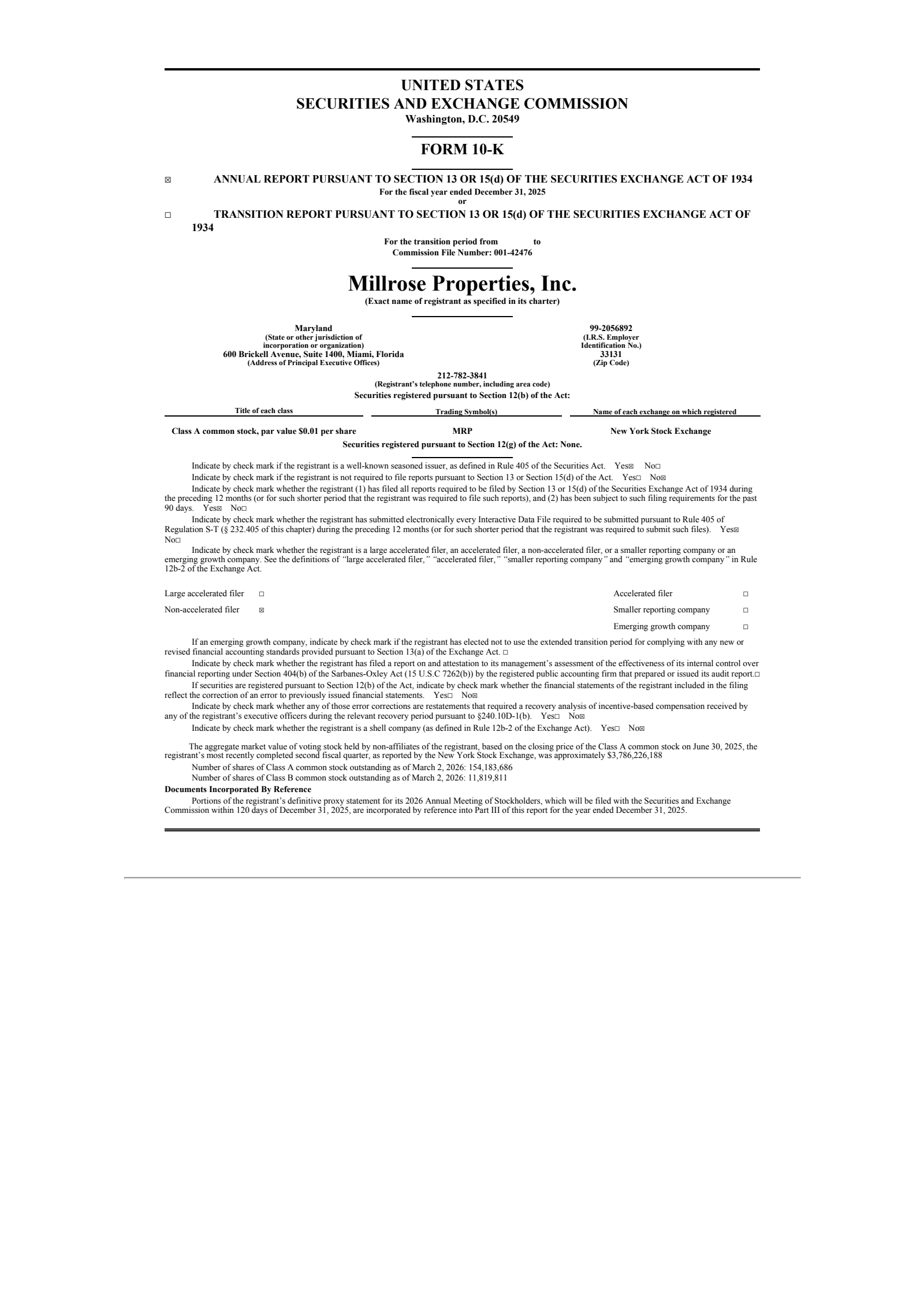 Millrose Properties' Q4 2025 Annual report