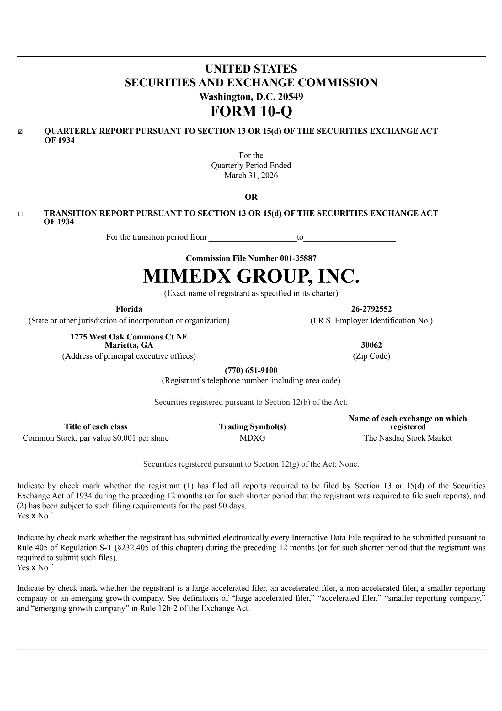 MiMedx Group's Q1 2026 Quarterly report