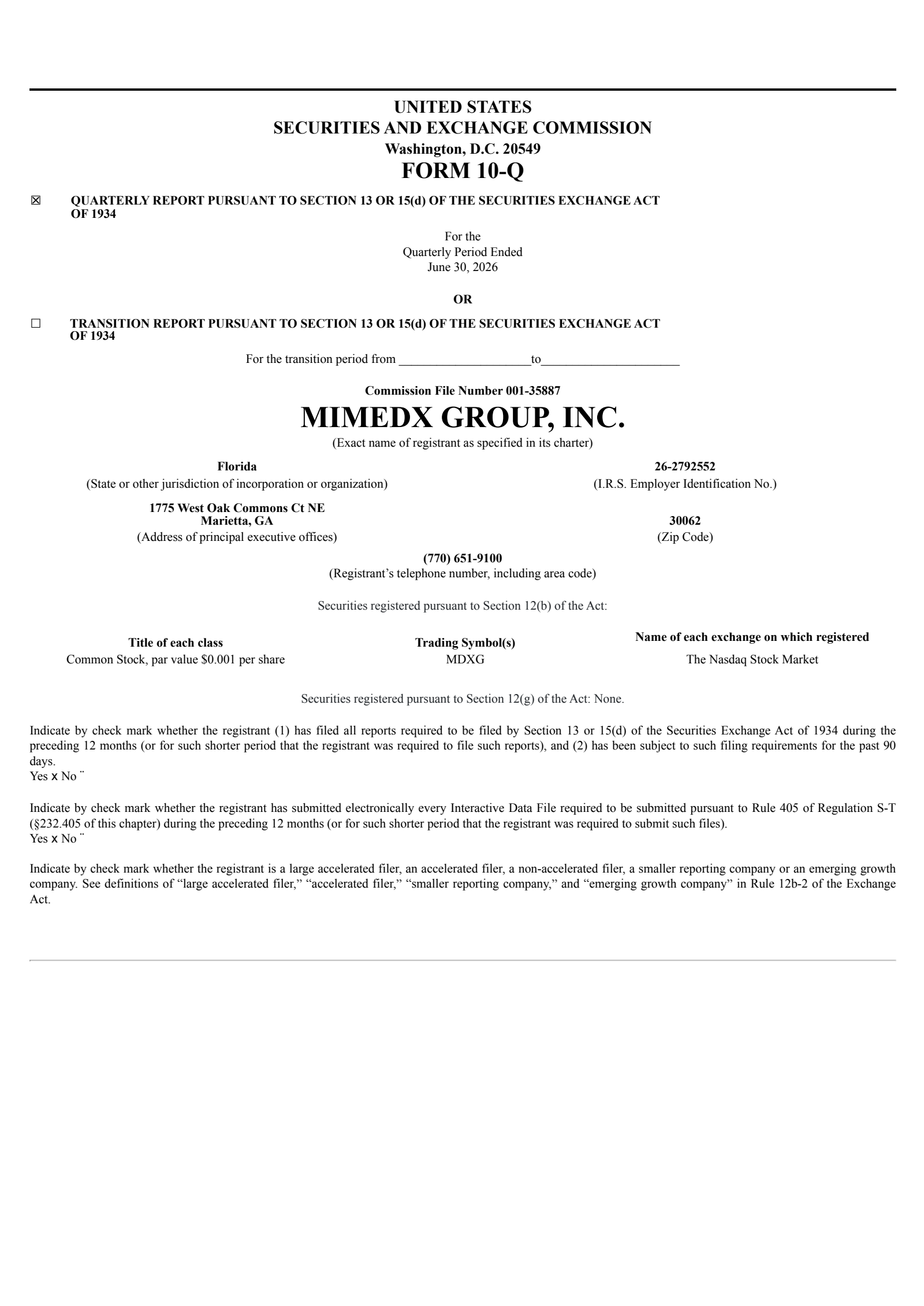 MiMedx Group's Q2 2026 & M&A announcement Quarterly report