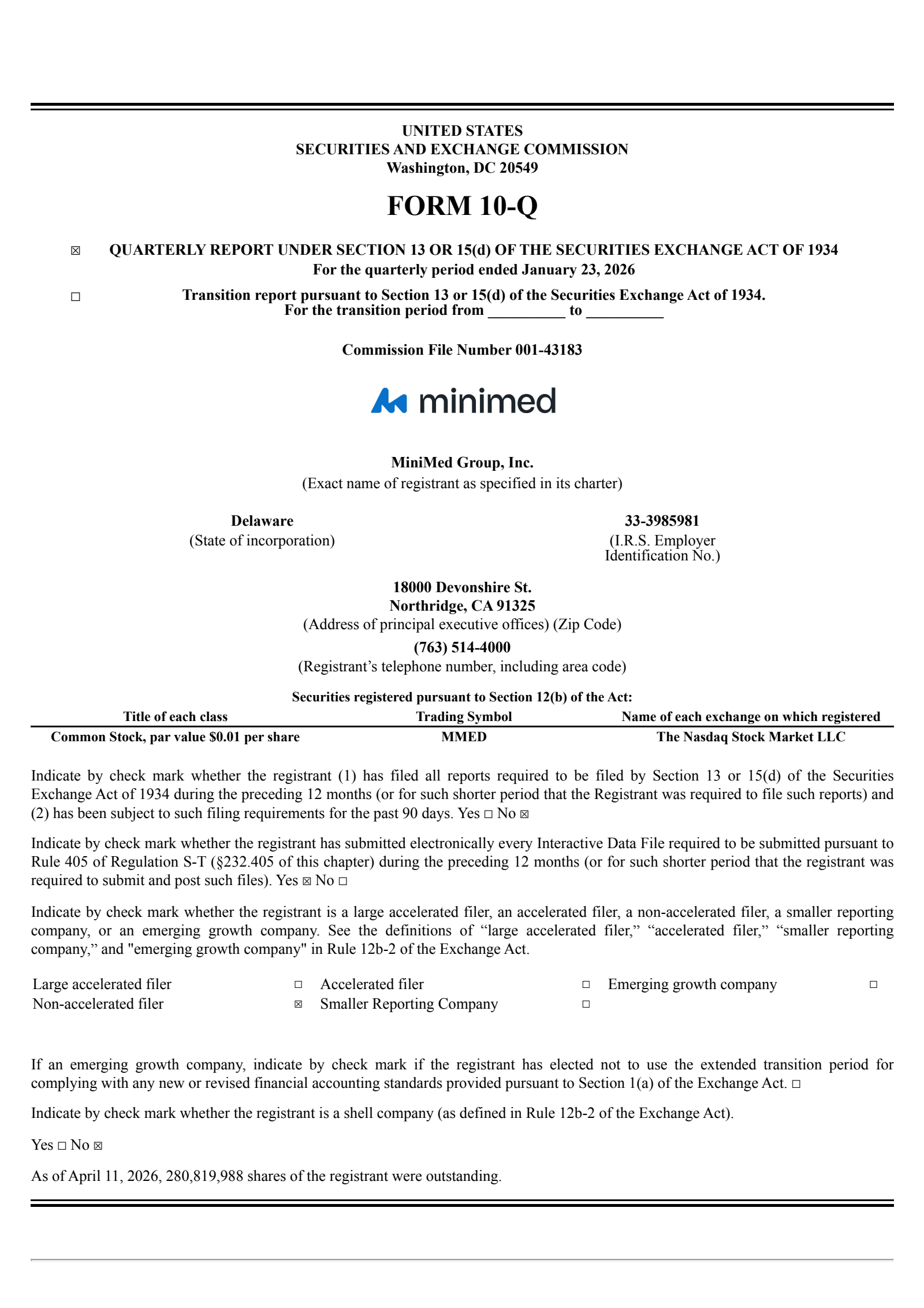 MiniMed Group's Q3 2026 Quarterly report
