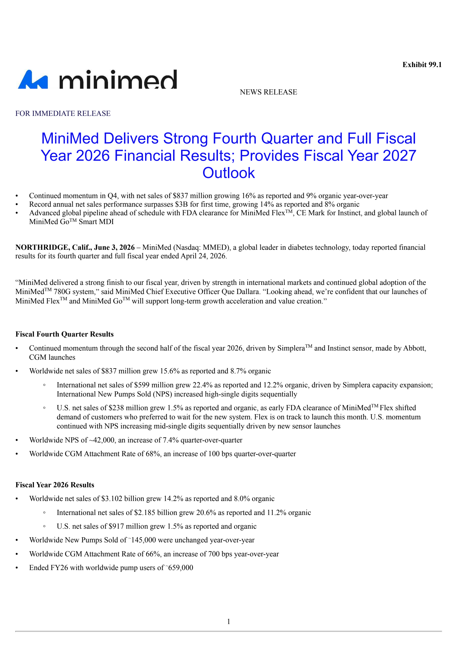 MiniMed Group's Q4 2026 Press Release