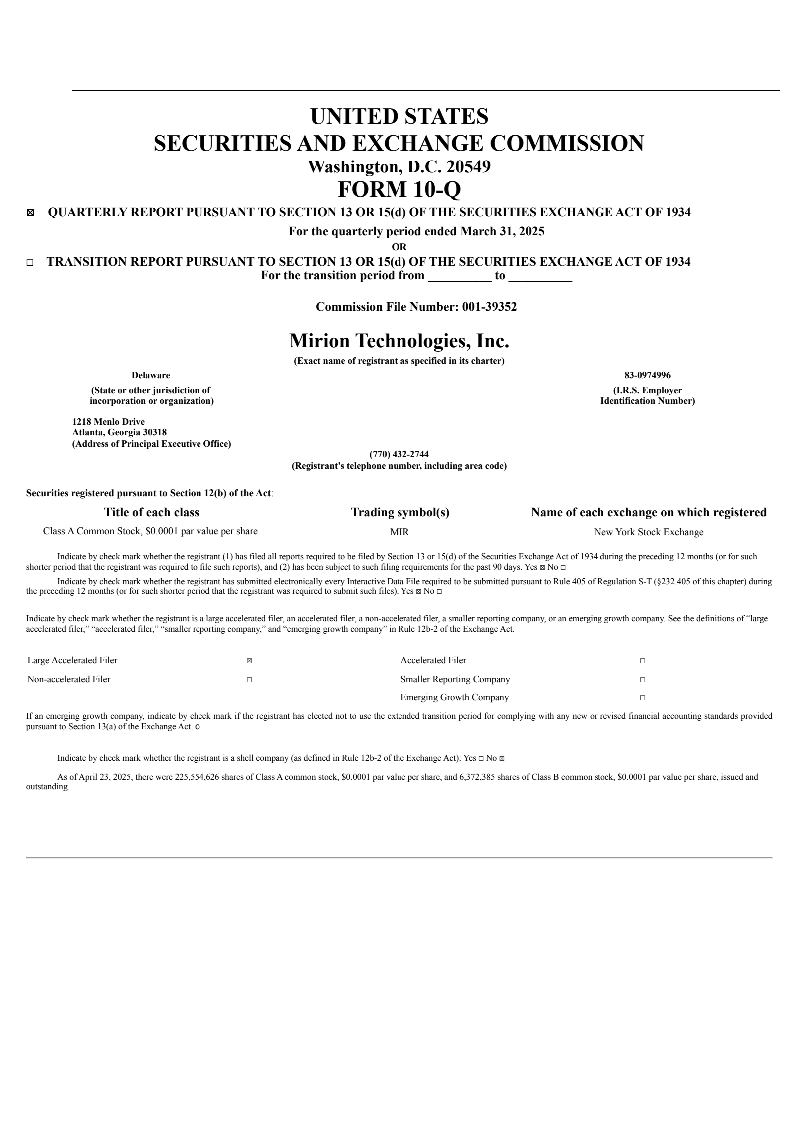 Mirion Technologies' Q1 2025 Quarterly report