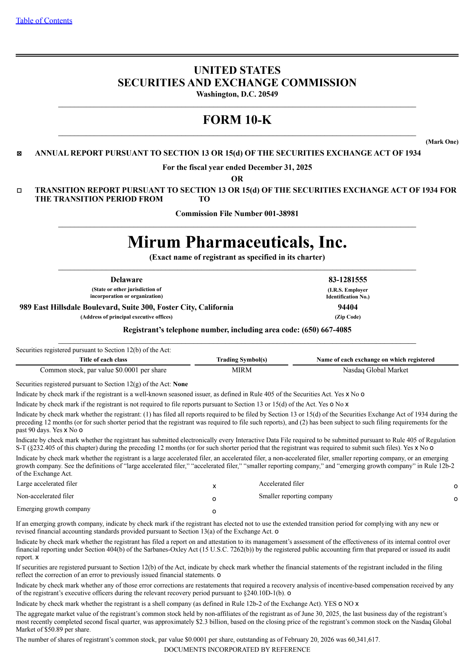 Mirum Pharmaceuticals' Q4 2025 Annual report