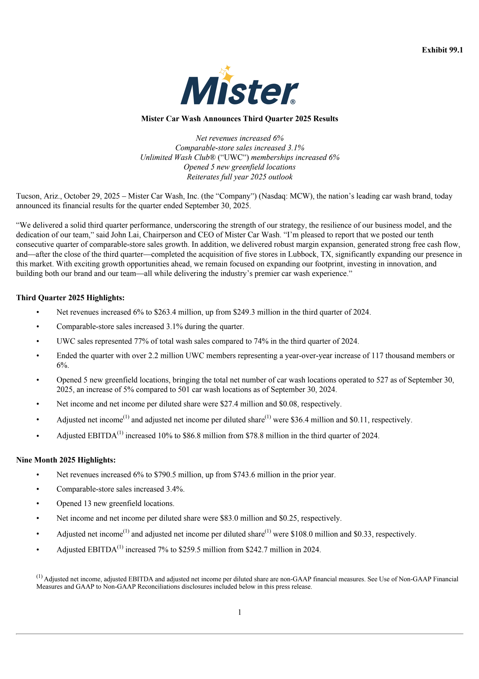 Mister Car Wash's Q3 2025 Earnings Release