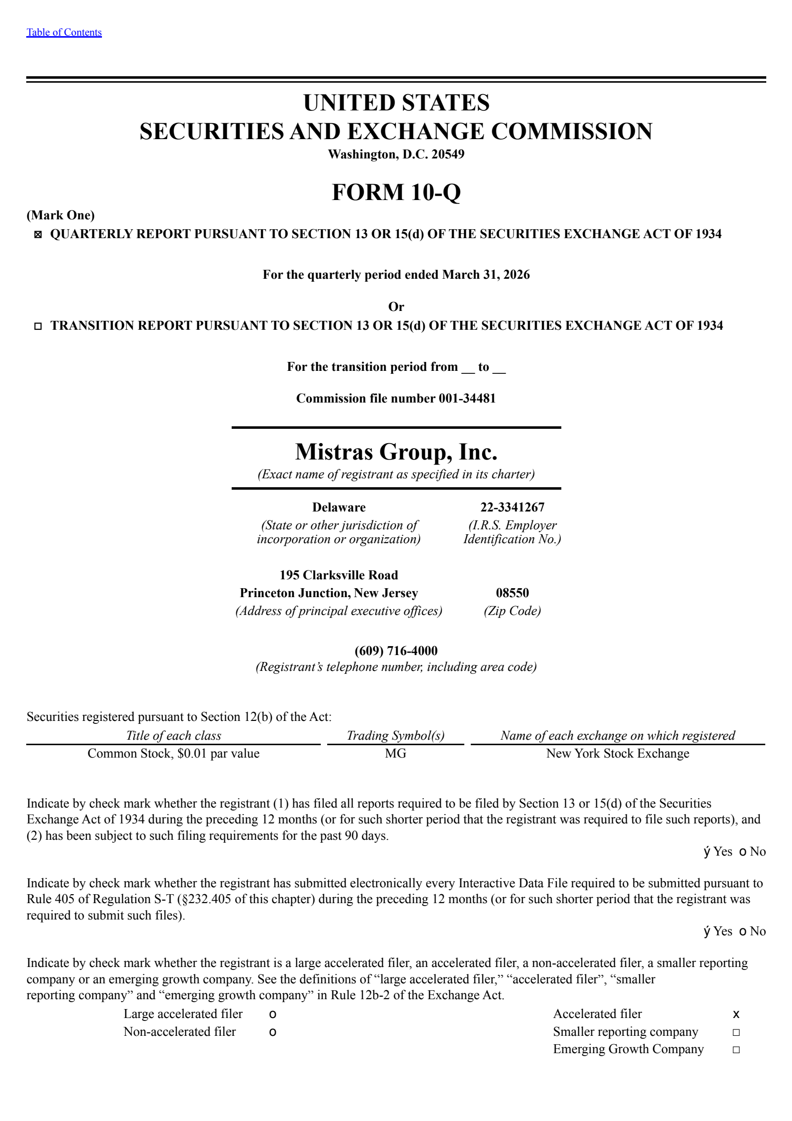 Mistras Group's Q1 2026 Quarterly report