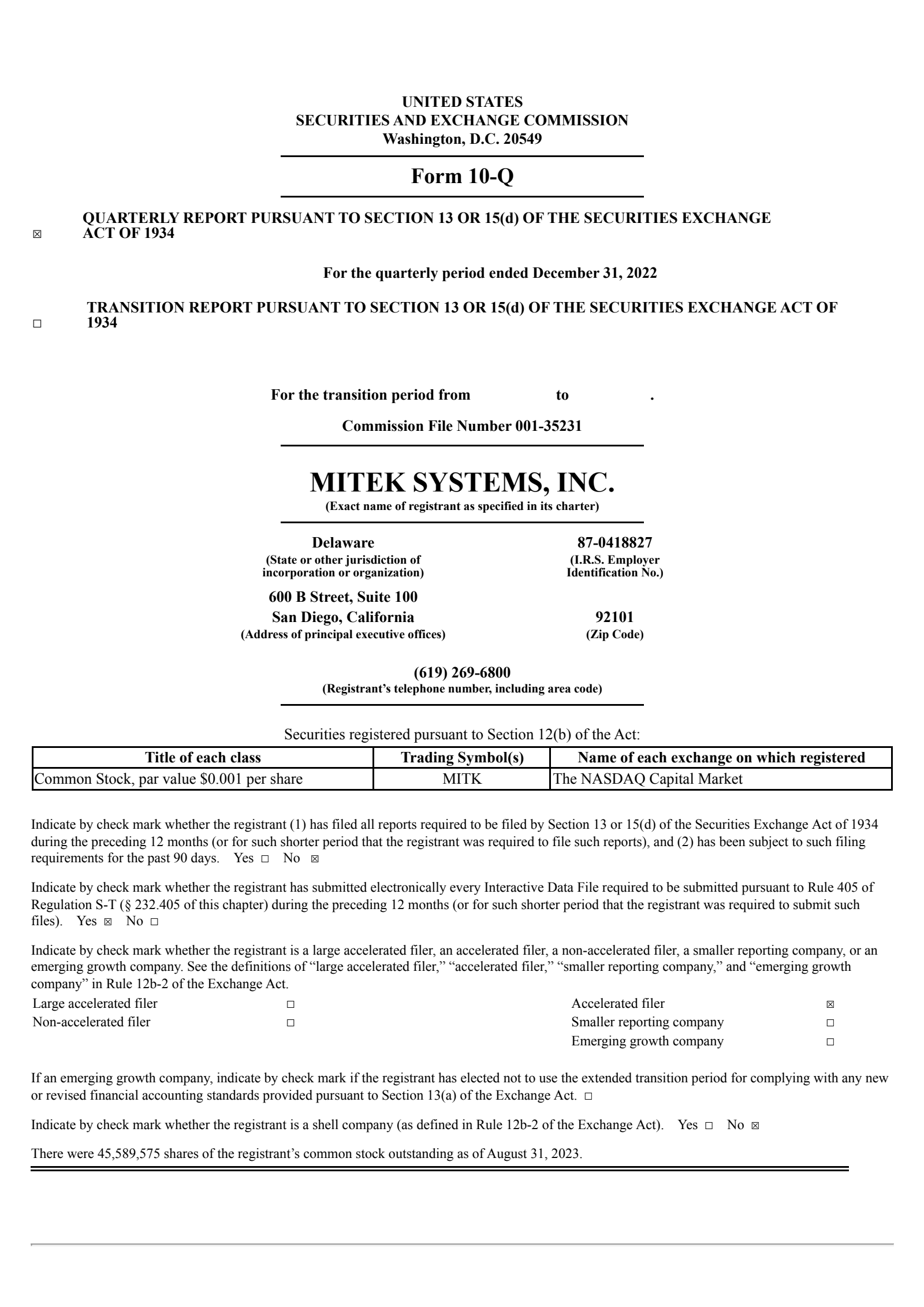 Mitek Systems' Q1 2023 Quarterly report