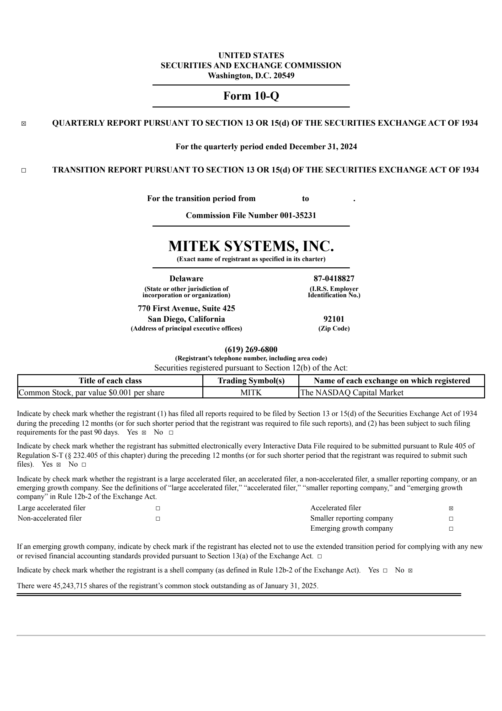 Mitek Systems' Q1 2025 Quarterly report