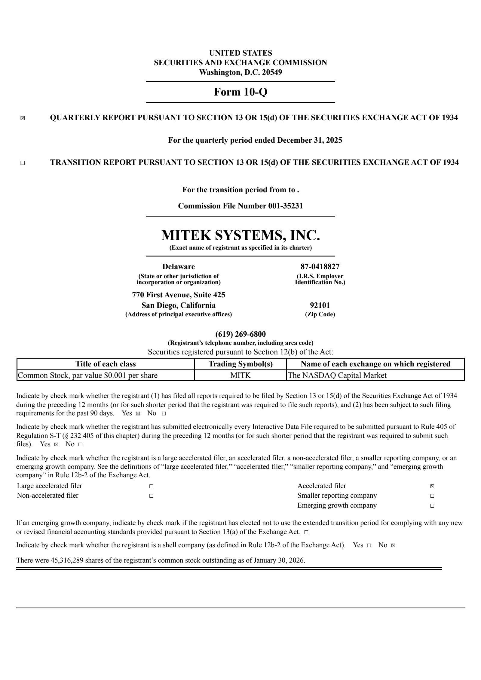 Mitek Systems' Q1 2026 Quarterly report