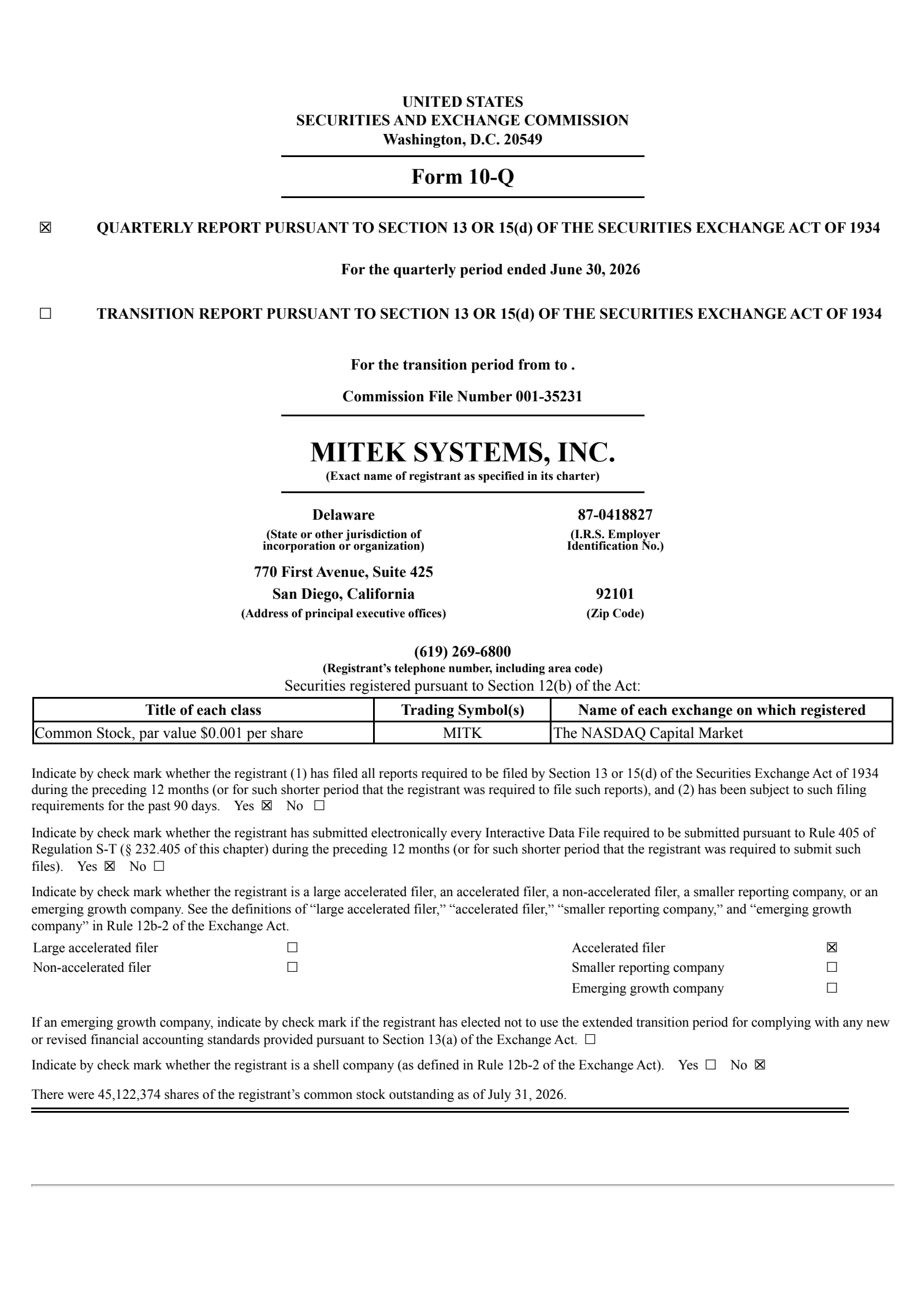 Mitek Systems' Q3 2026 Quarterly report