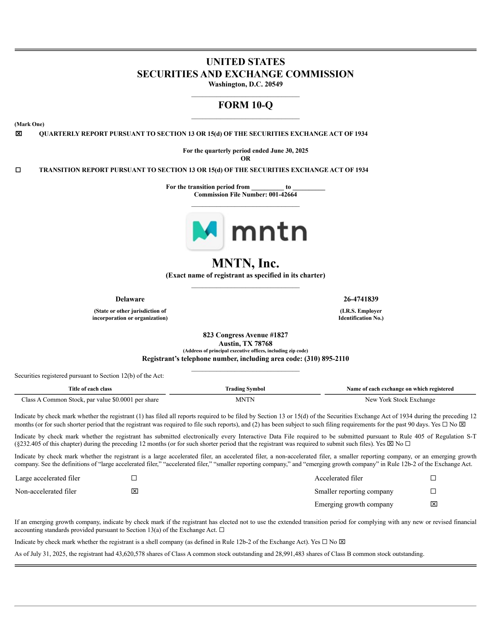 MNTN's Q2 2025 Quarterly Report