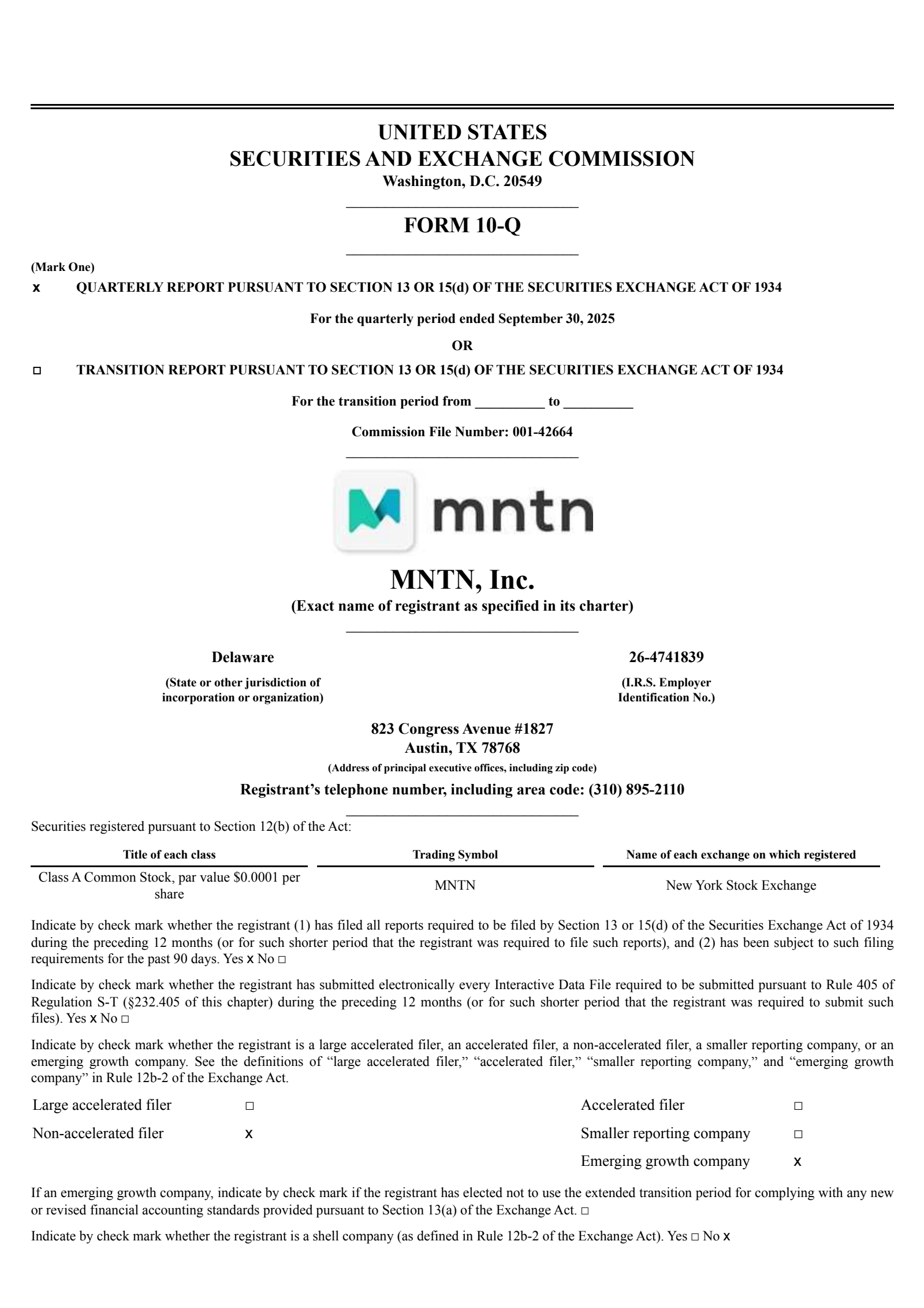 MNTN's Q3 2025 Quarterly Report