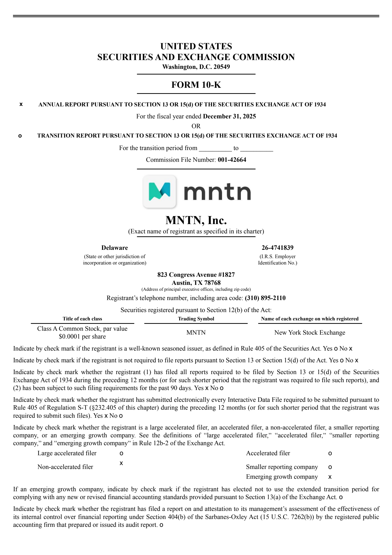 MNTN's Q4 2025 Annual report