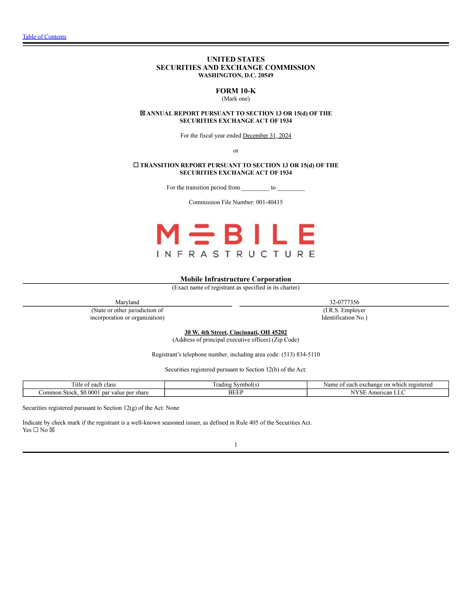 Mobile Infrastructure's Q4 2024 Annual Report