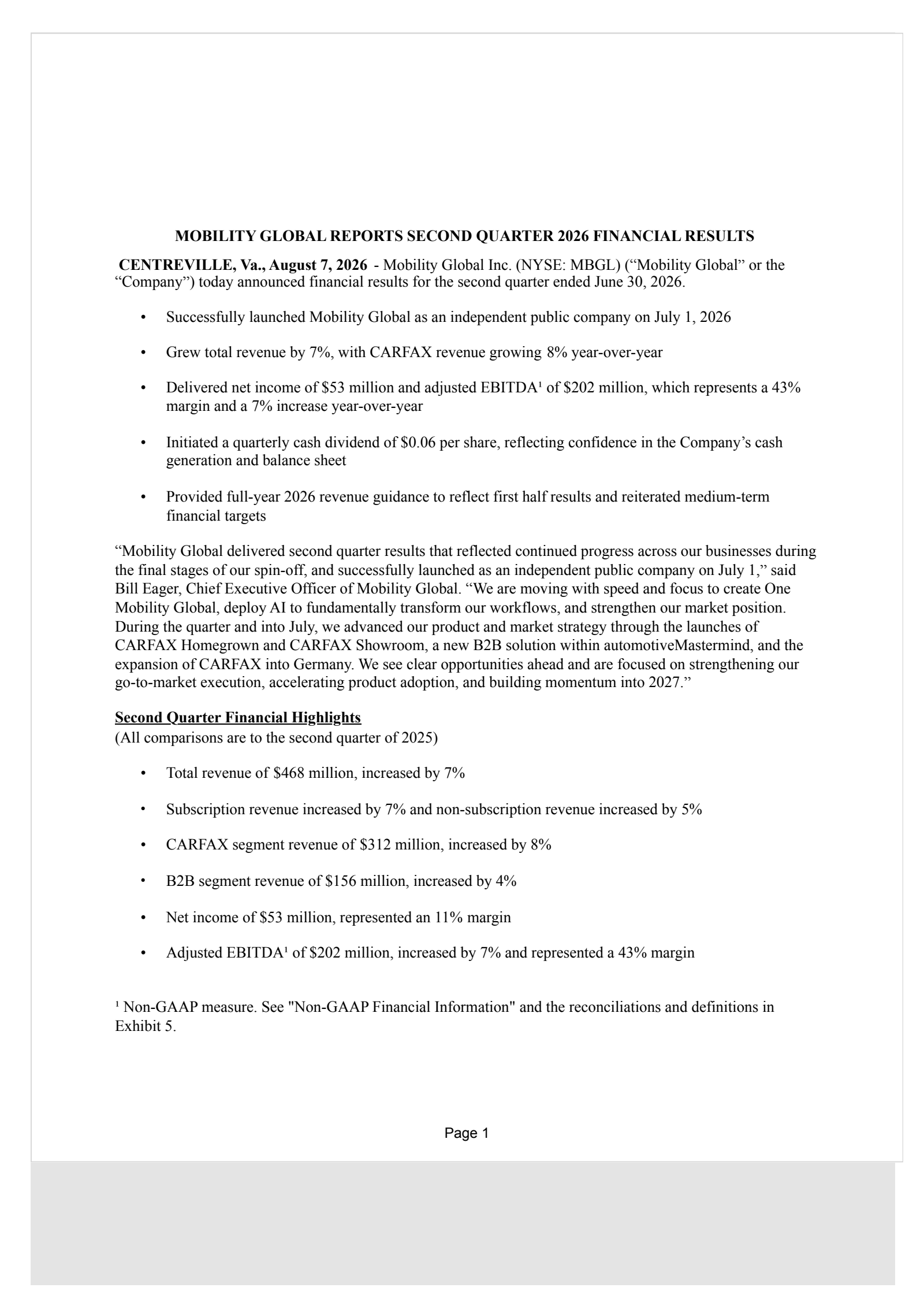Mobility Global's Q2 2026 Press Release