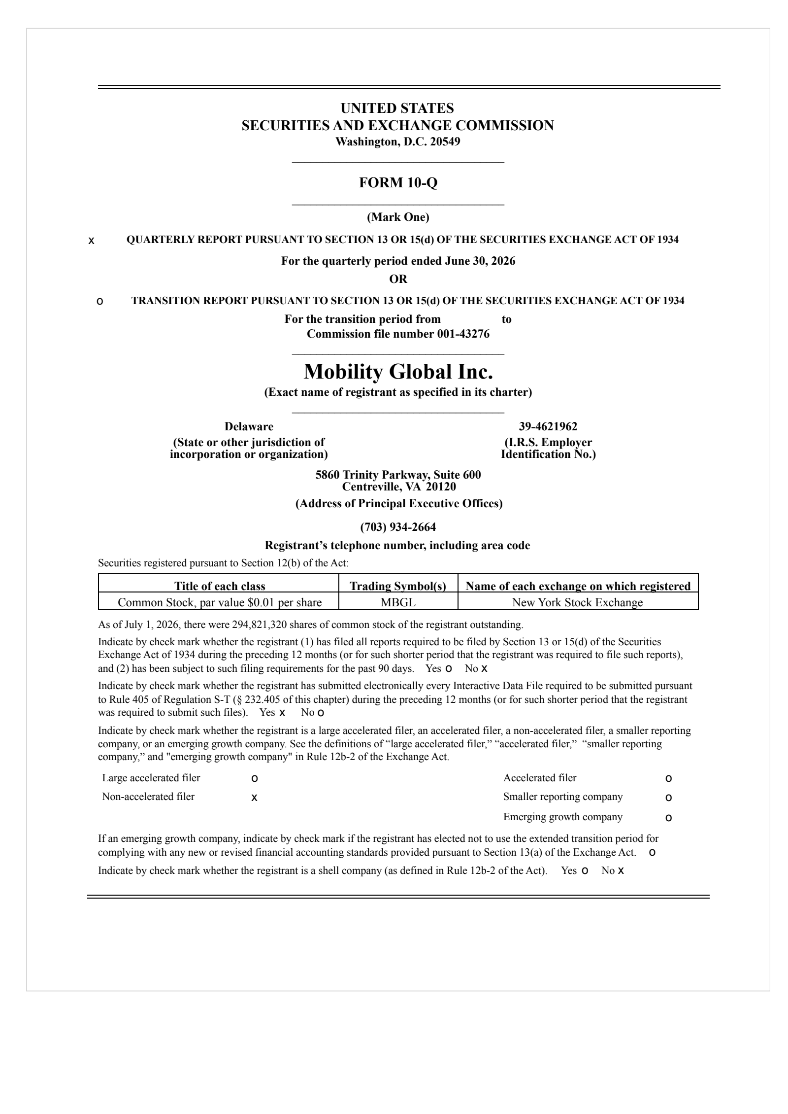 Mobility Global's Q2 2026 Quarterly report