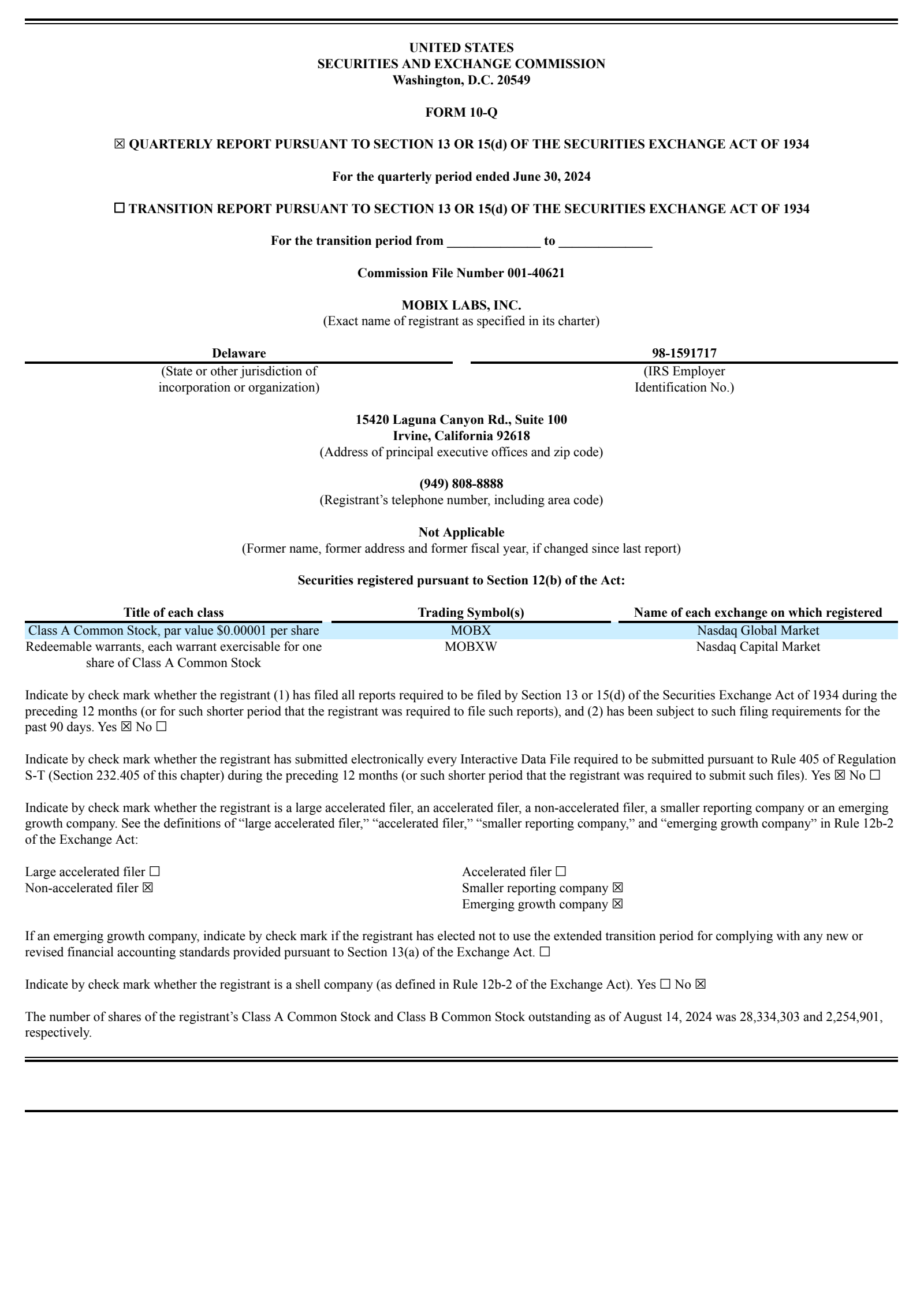 Mobix Labs' Q3 2024 Quarterly Report