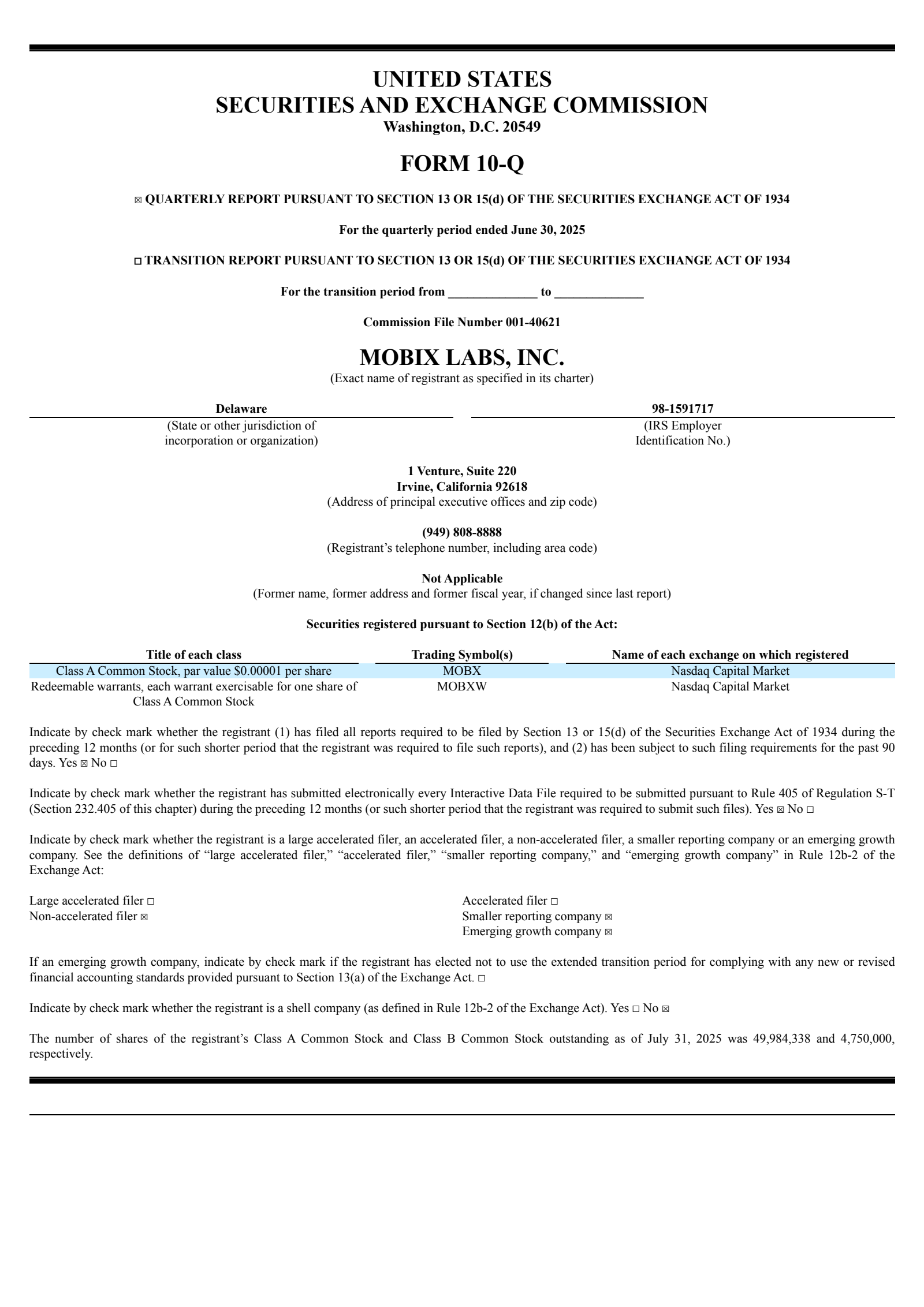 Mobix Labs' Q3 2025 Quarterly report