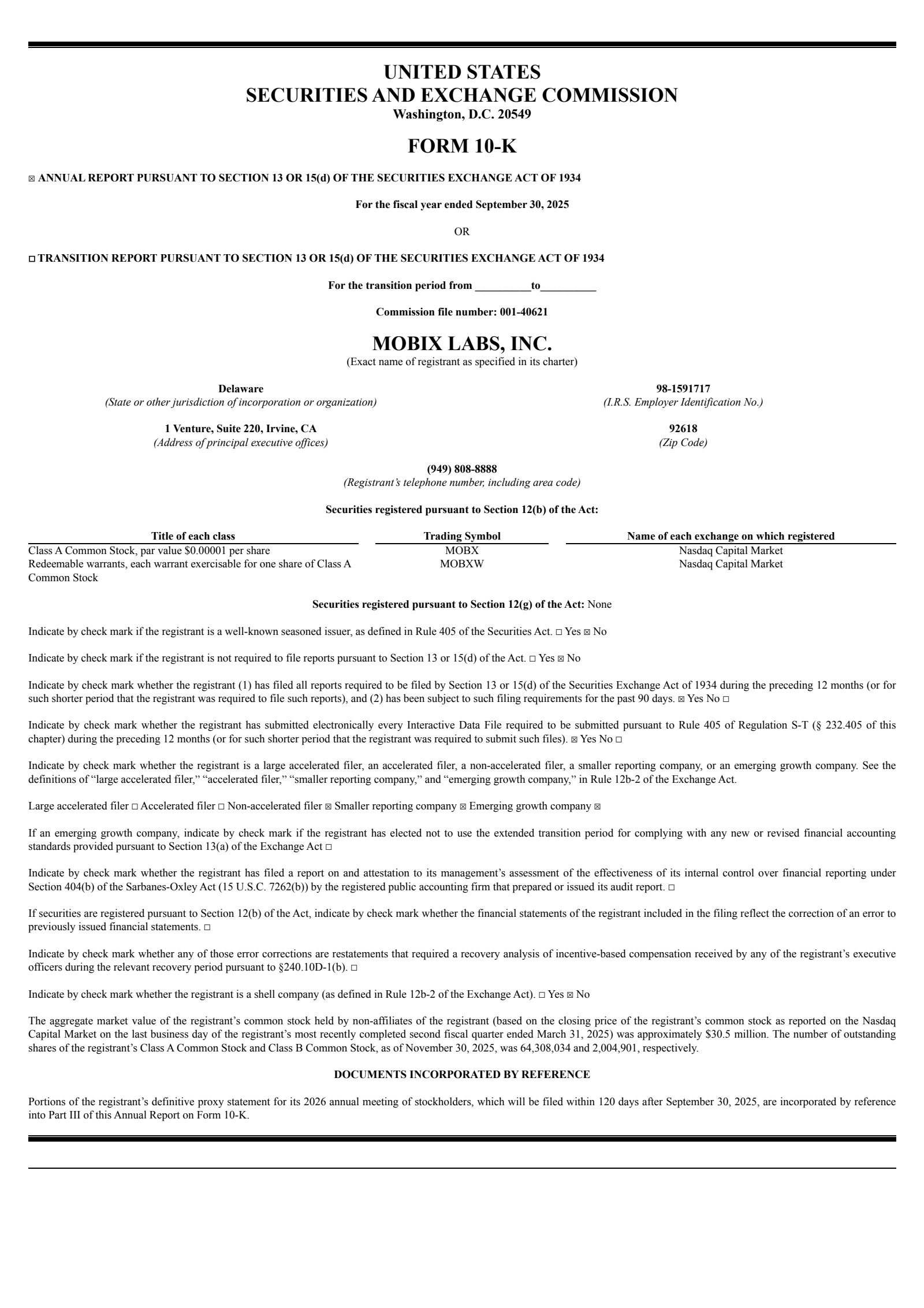 Mobix Labs' Q4 2025 Annual report
