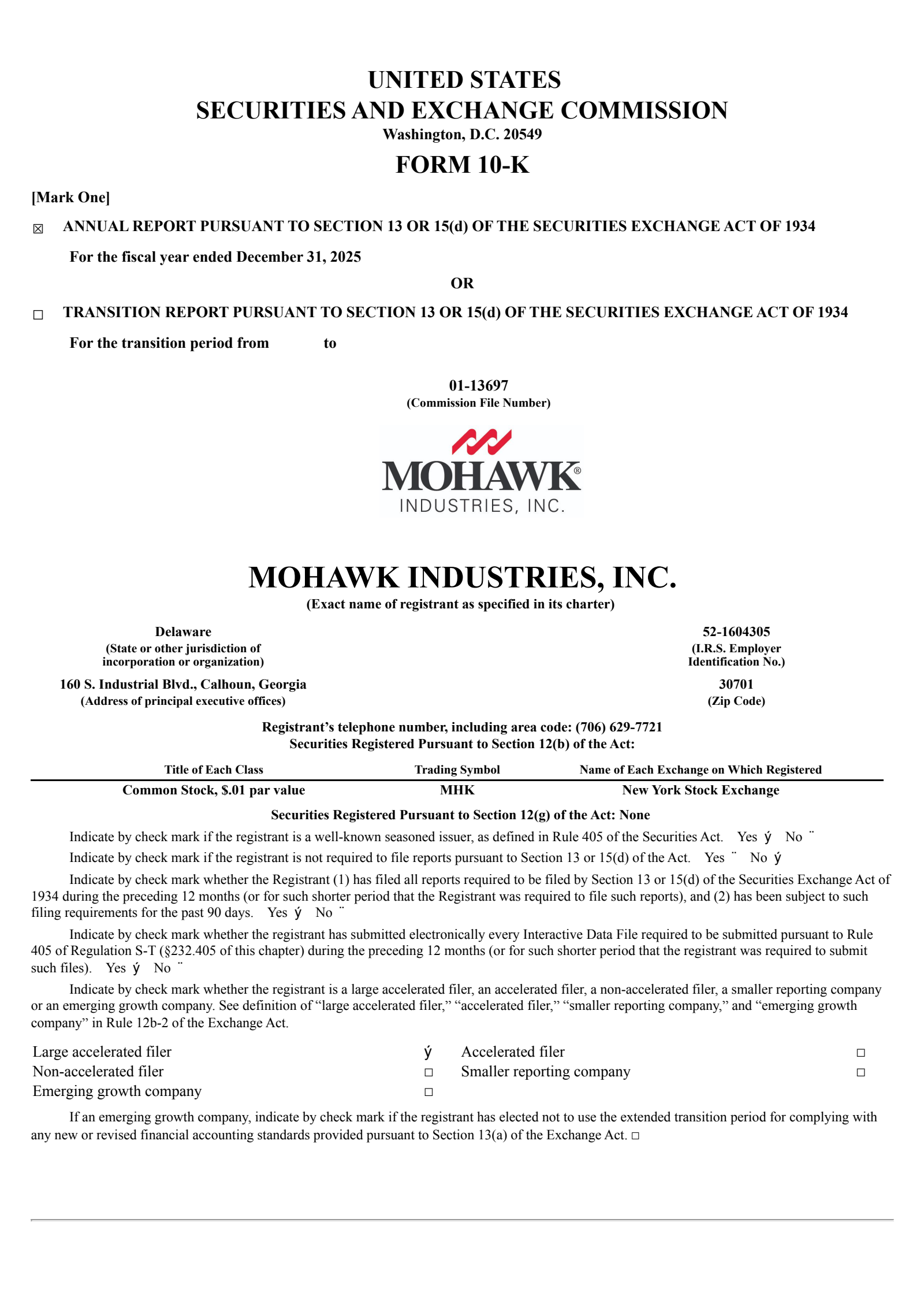 Mohawk Industries' Q4 2025 Annual report