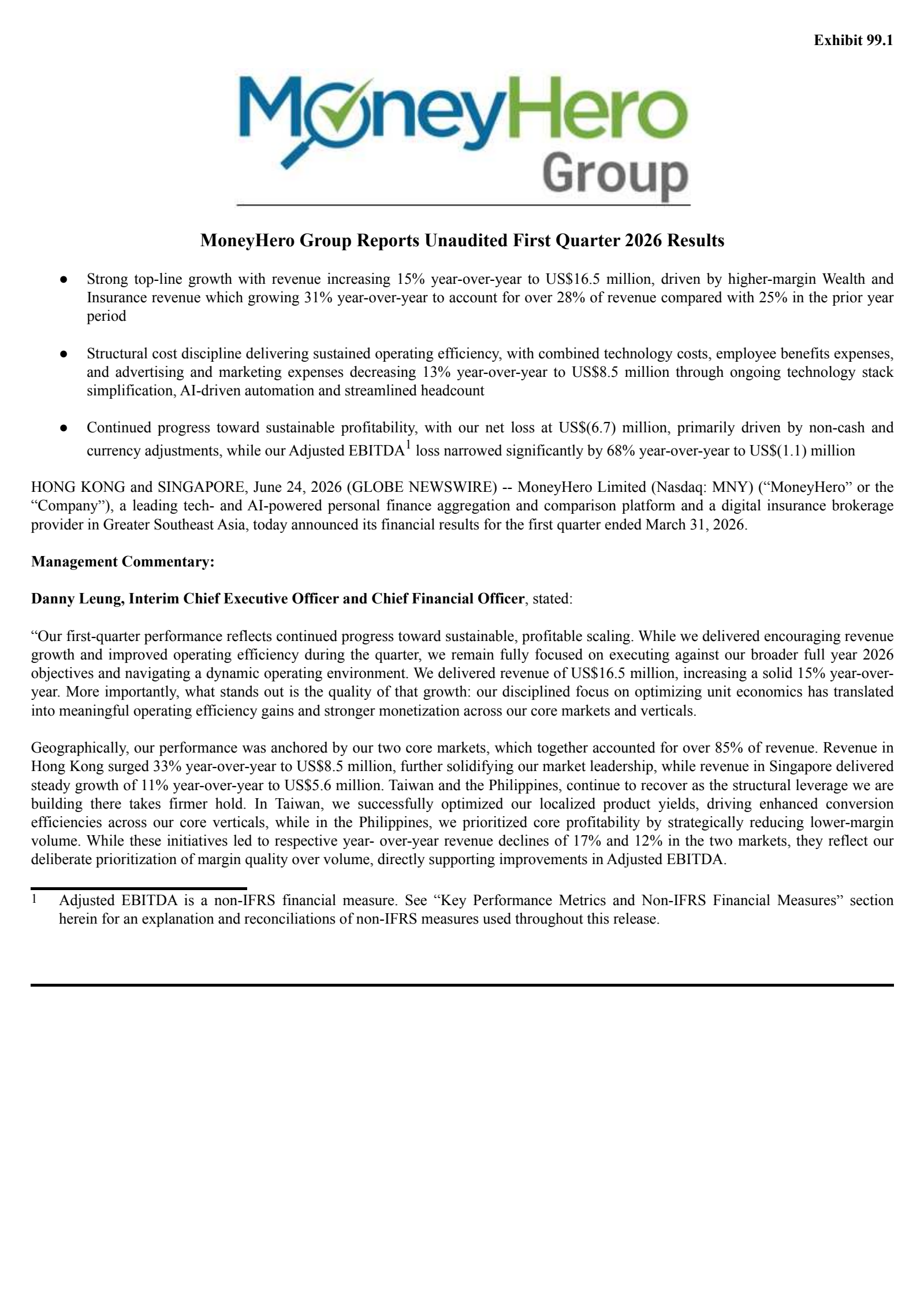 MoneyHero's Q1 2026 Press Release