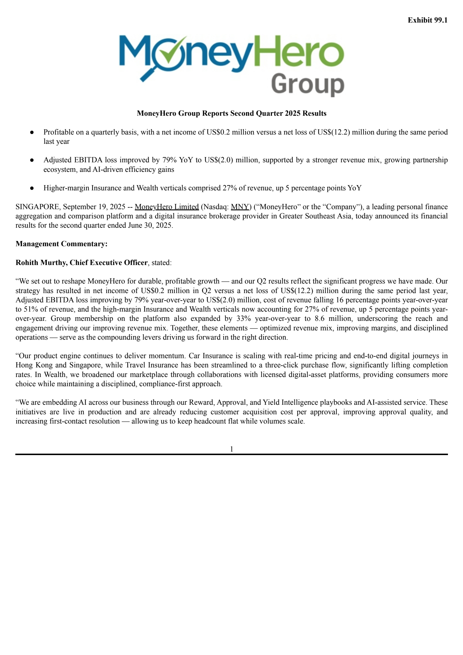 MoneyHero's Q2 2025 Earnings Release