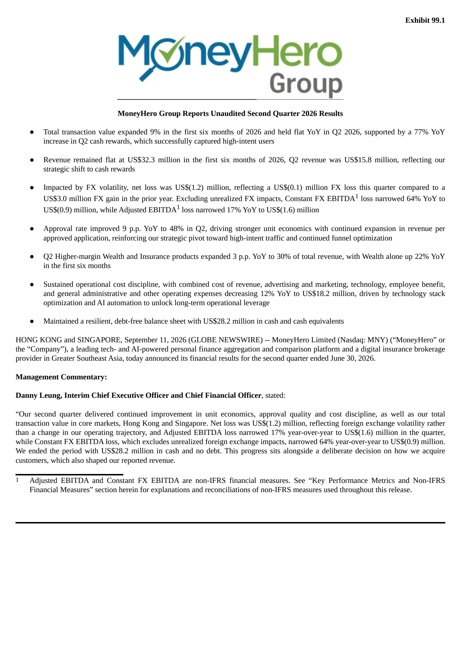 MoneyHero's Q2 2026 Press Release