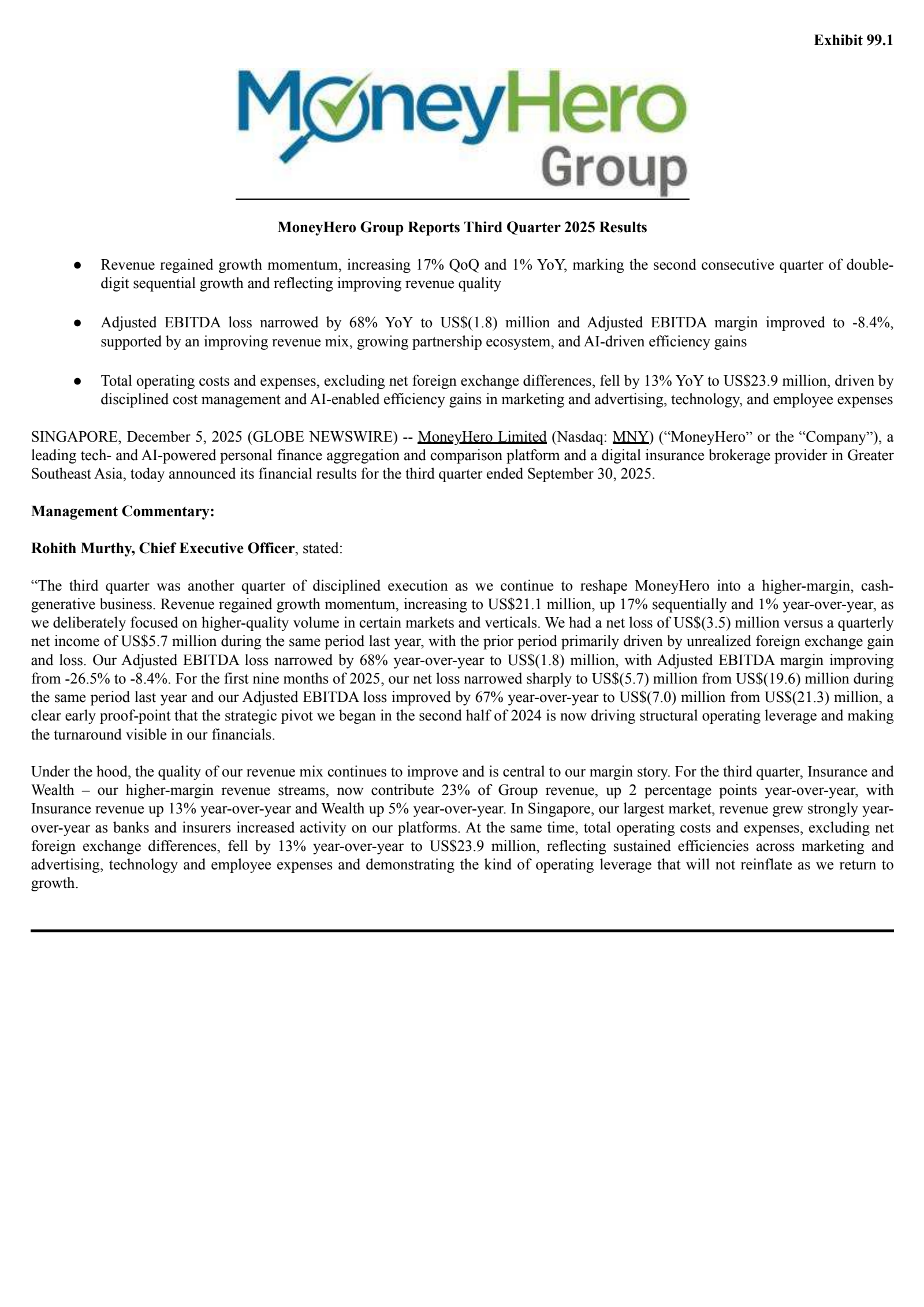 MoneyHero's Q3 2025 Earnings Release