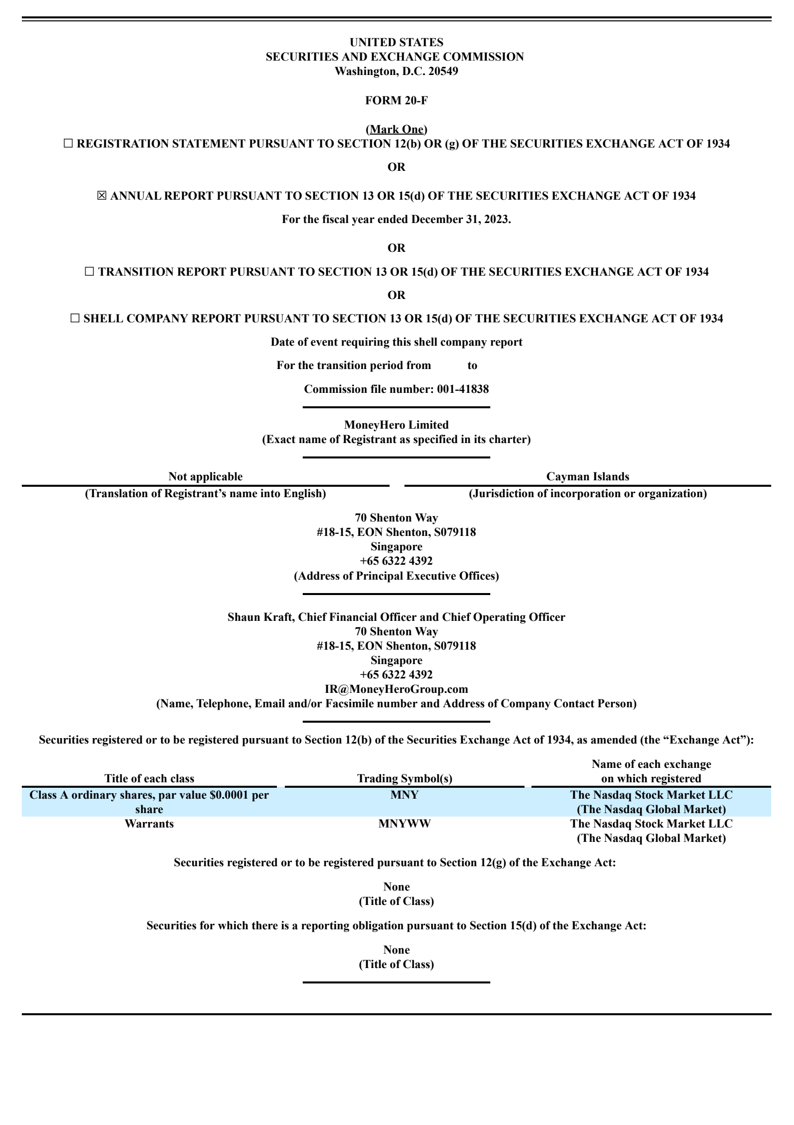 MoneyHero's Q4 2023 Annual Report
