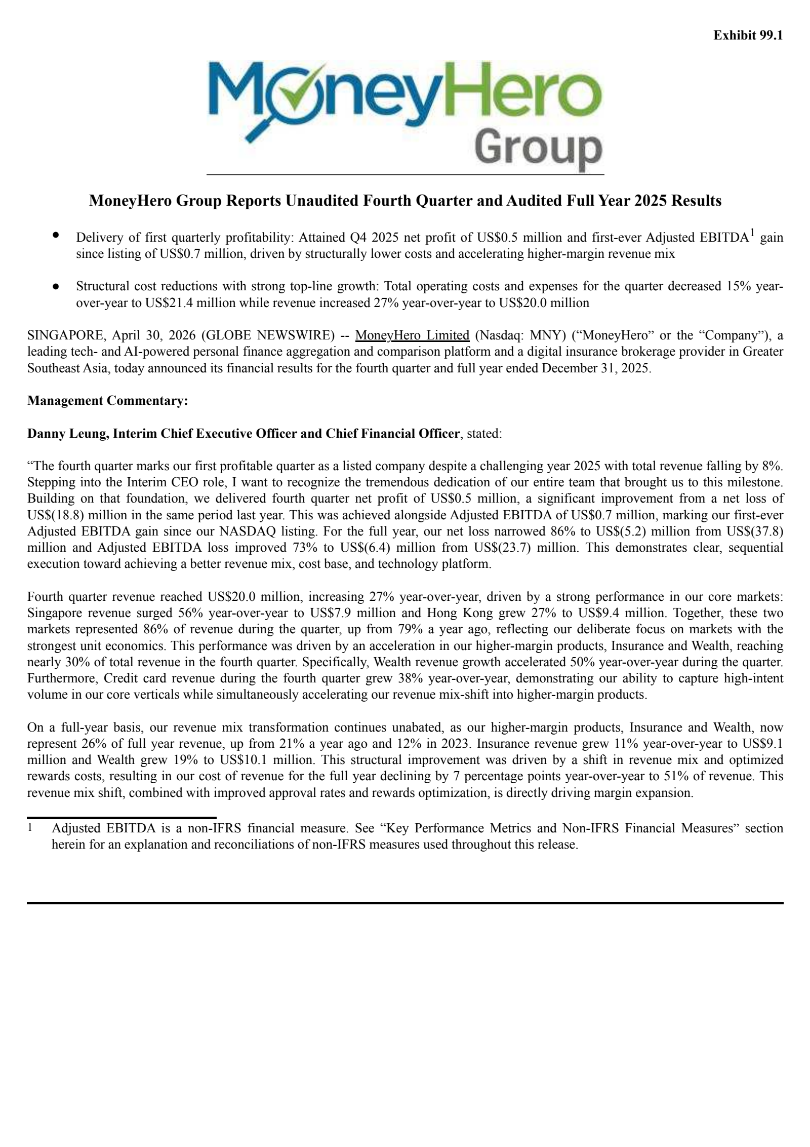 MoneyHero's Q4 2025 Press Release