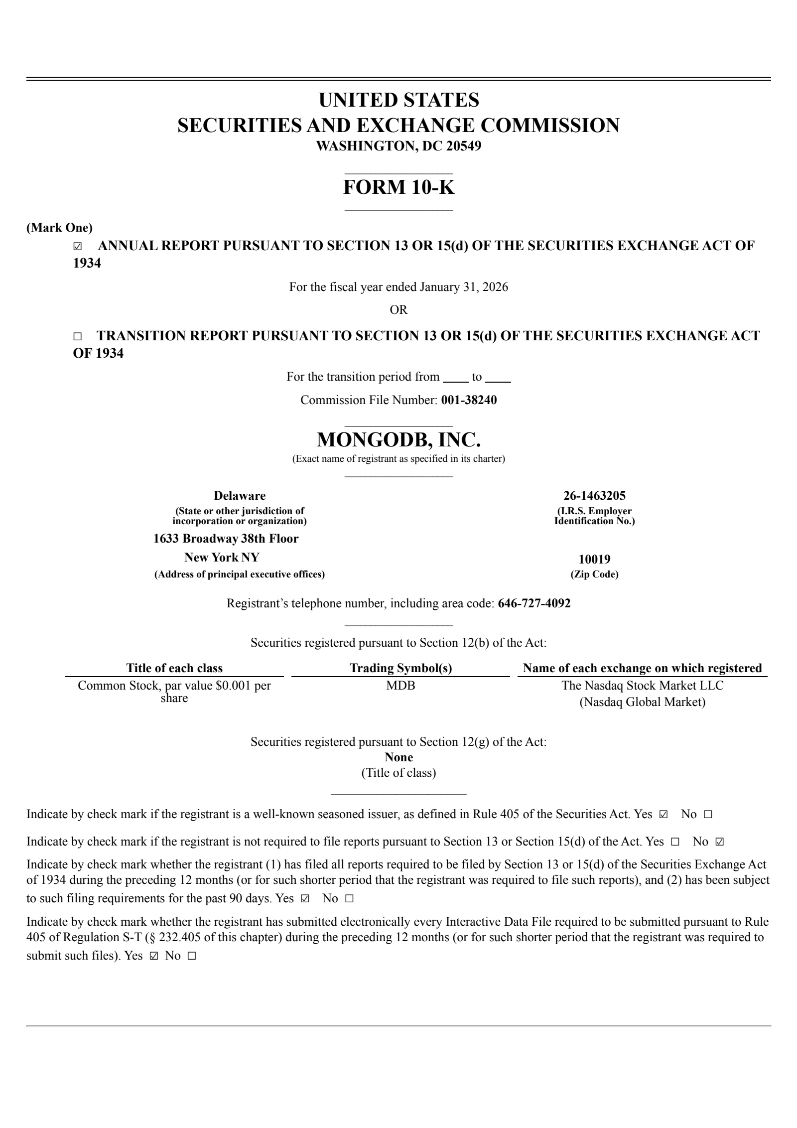 MongoDB's Q4 2026 Annual report