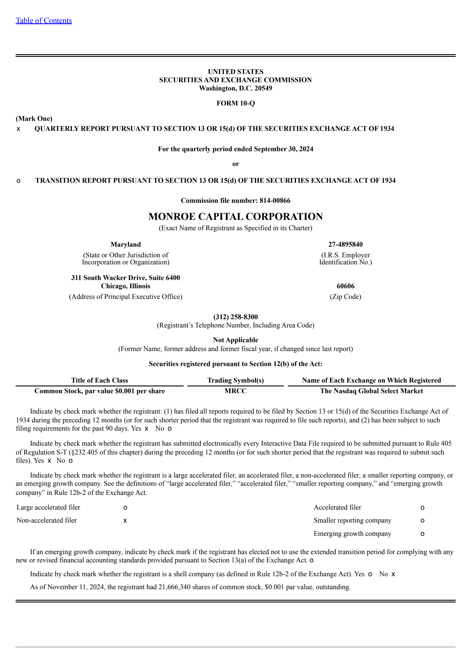 Monroe Capital's Q3 2024 Quarterly report