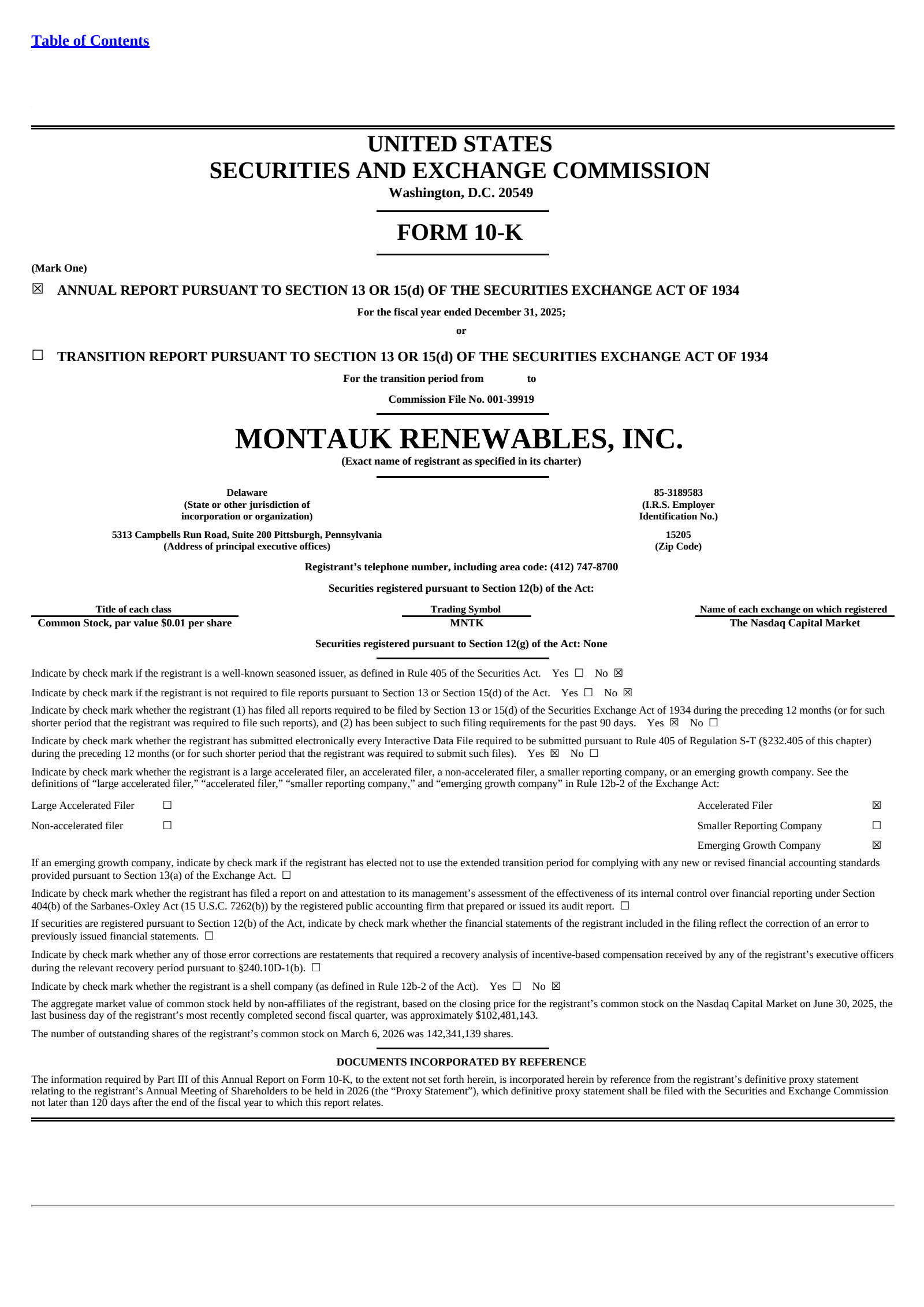 Montauk Renewables' Q4 2025 Annual report