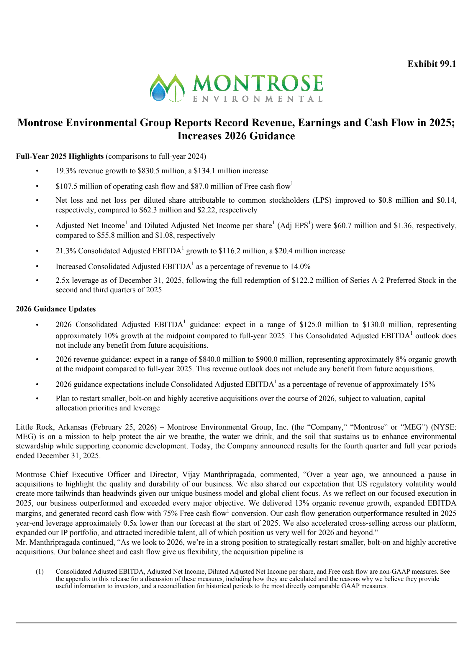 Montrose Environmental Group's Q4 2025 Press Release