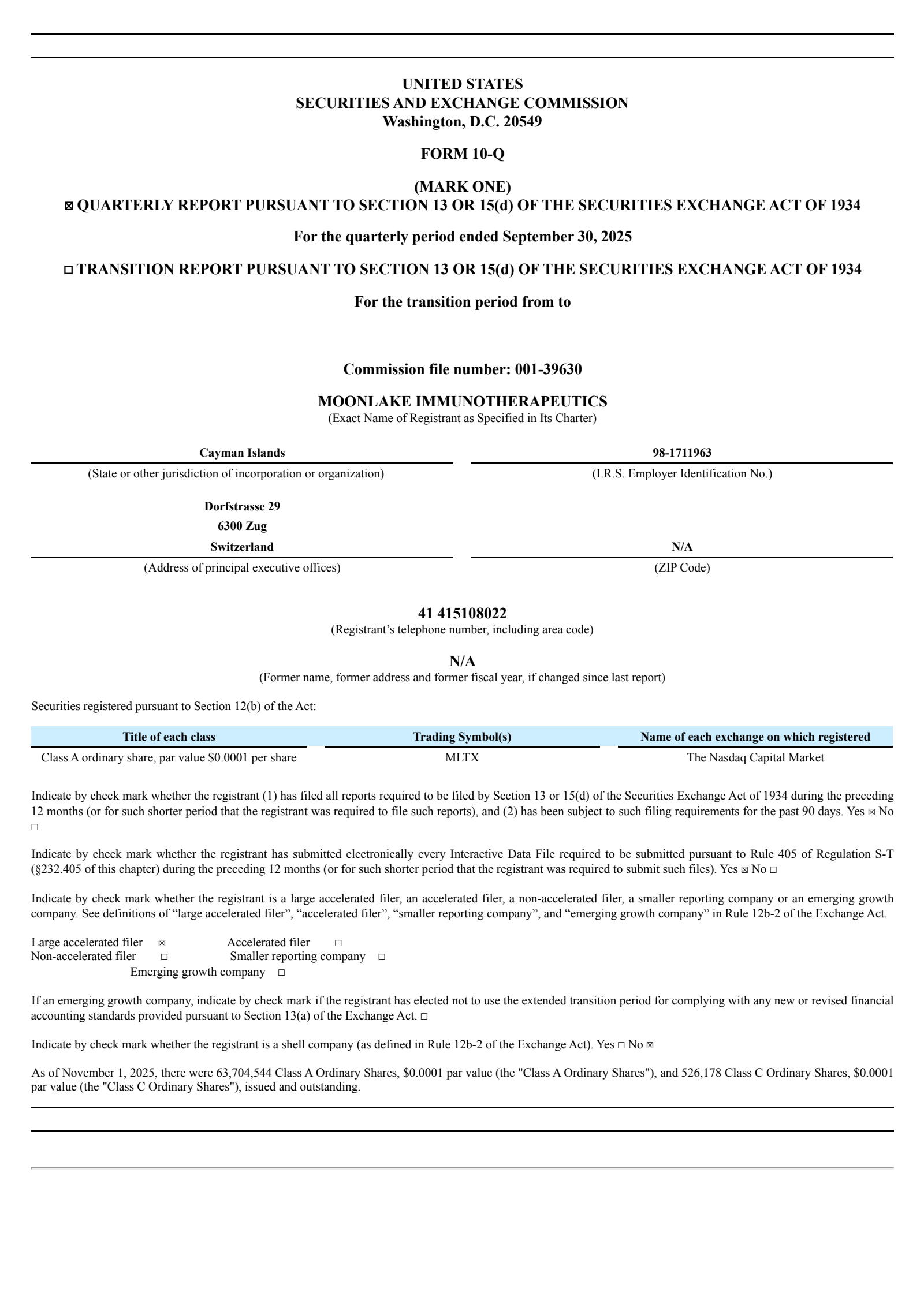 MoonLake Immunotherapeutics' Q3 2025 Quarterly Report