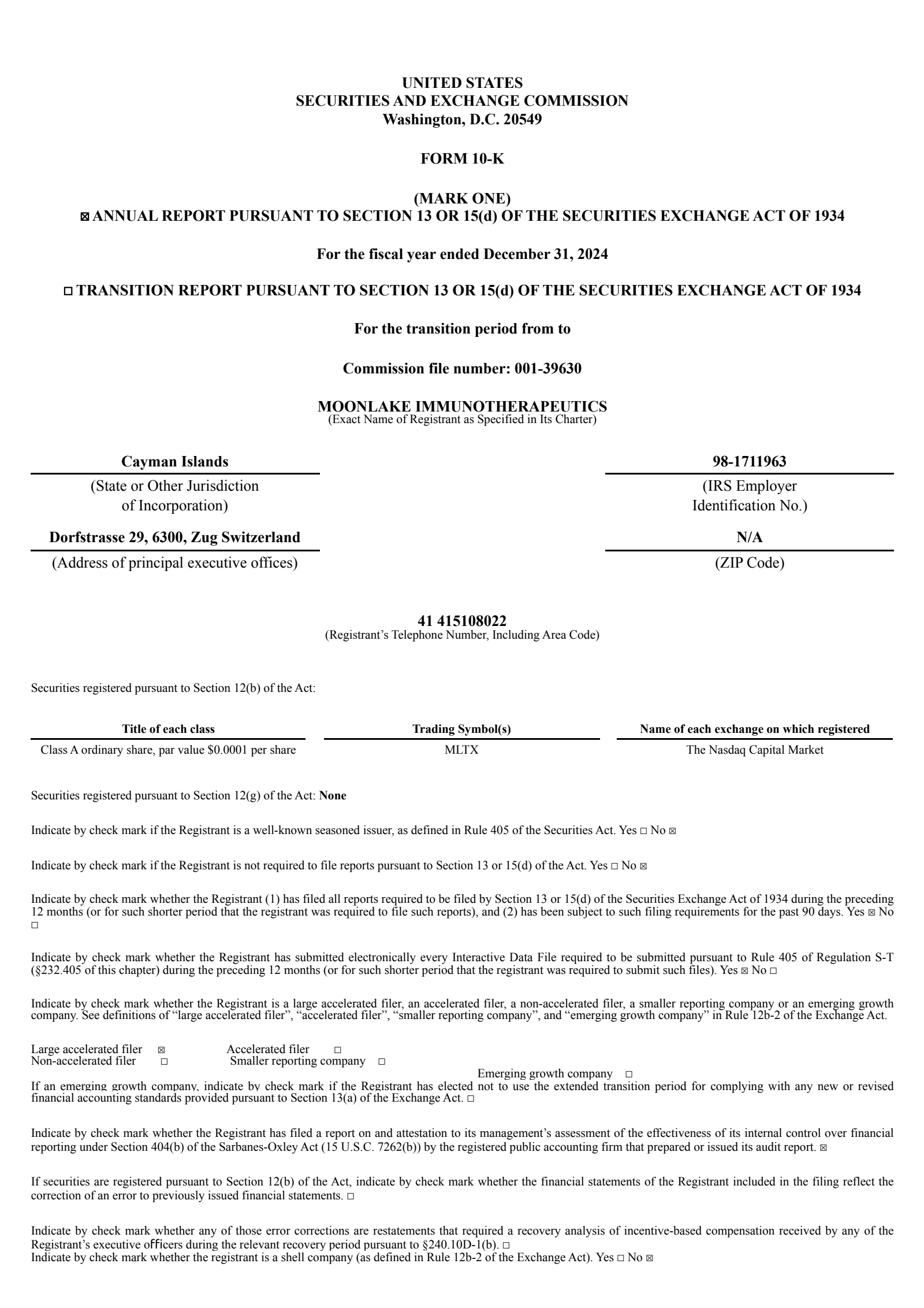 MoonLake Immunotherapeutics' Q4 2024 Annual report