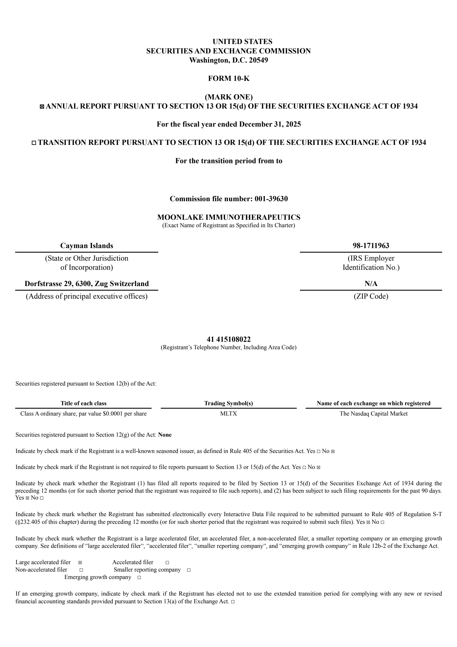 MoonLake Immunotherapeutics' Q4 2025 Annual report
