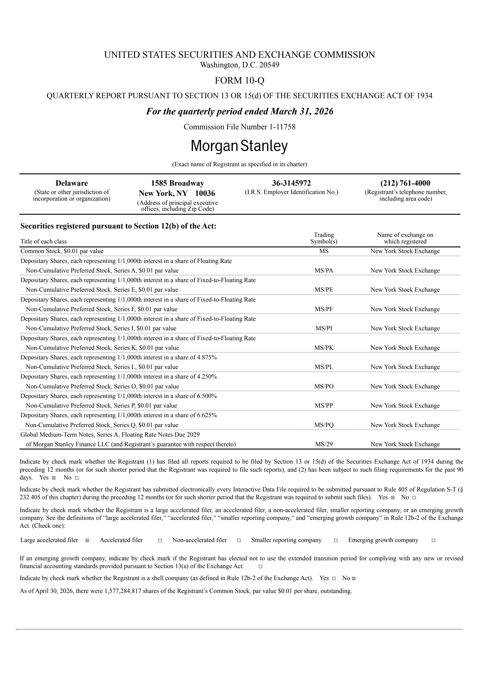 Morgan Stanley's Q1 2026 Quarterly report