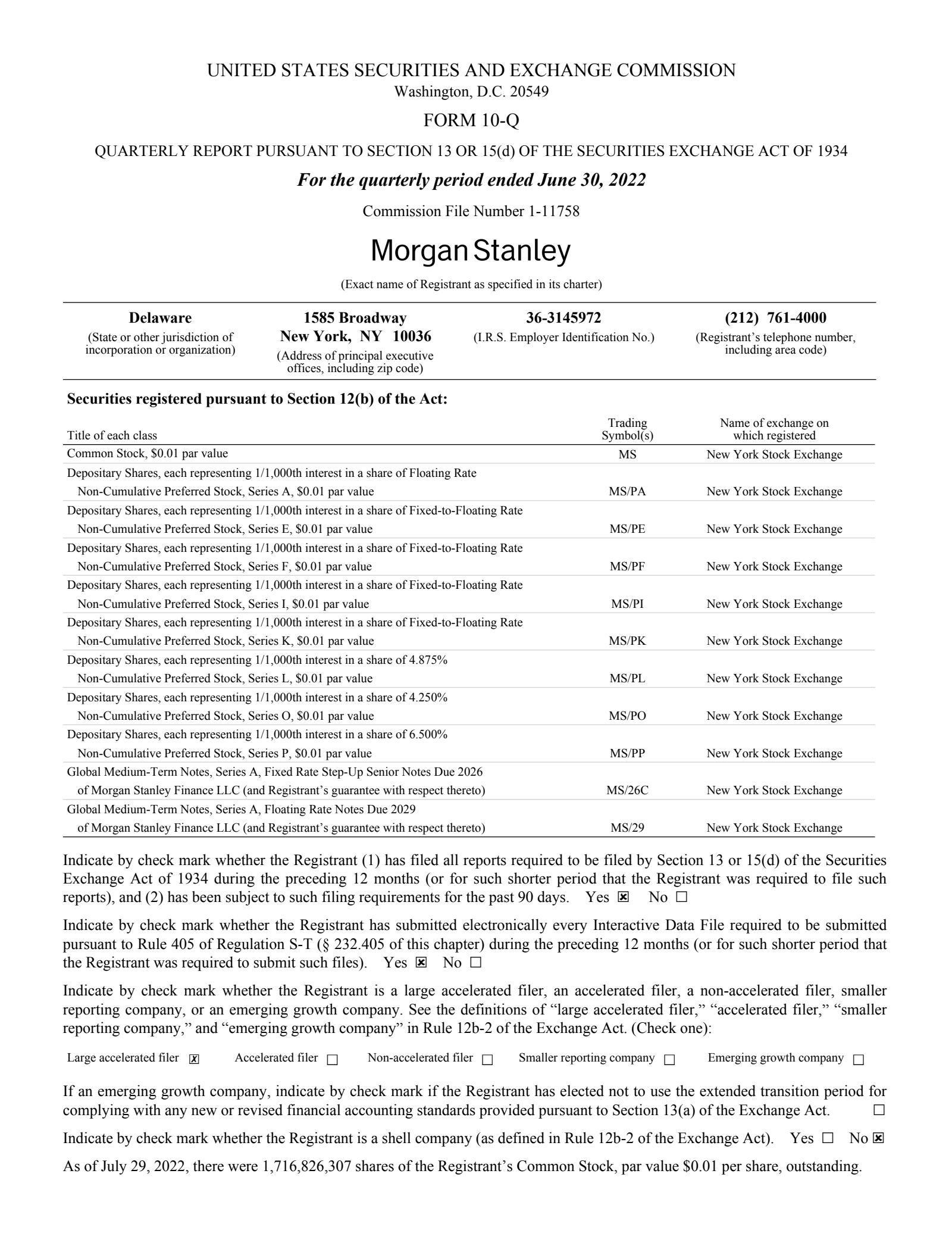 Morgan Stanley's Q2 2022 Quarterly report