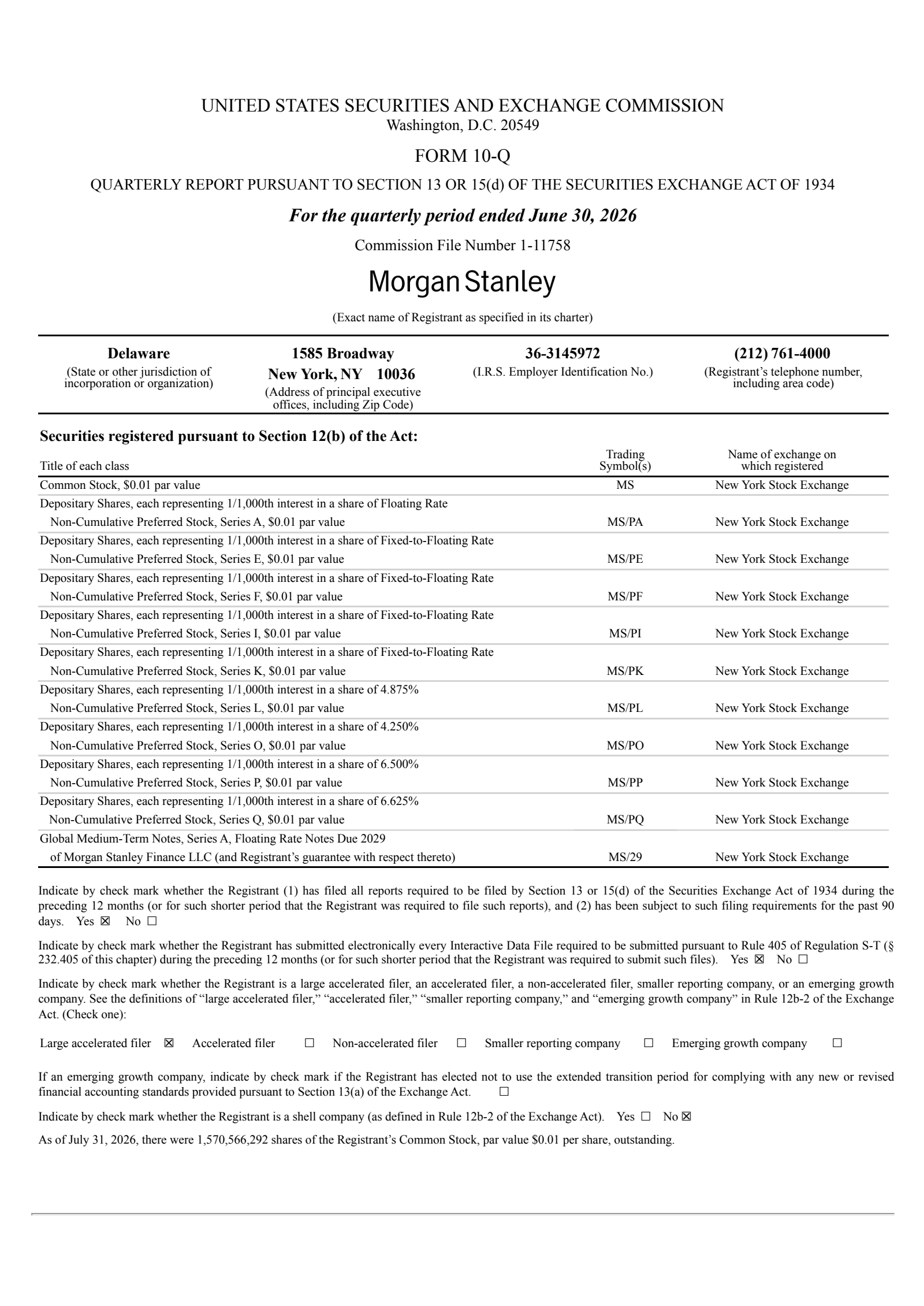 Morgan Stanley's Q2 2026 Quarterly report