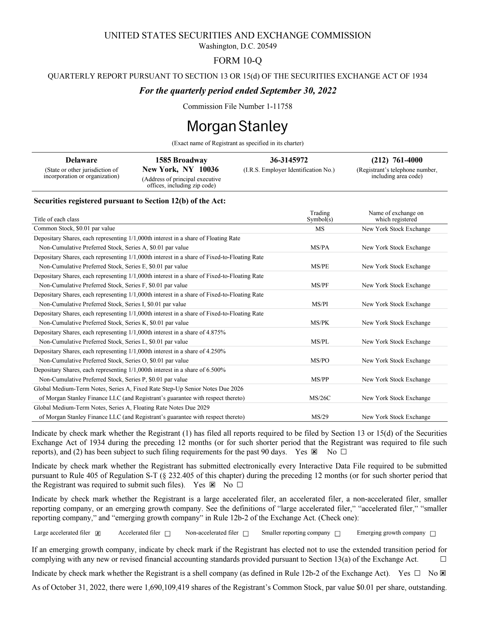 Morgan Stanley's Q3 2022 Quarterly report