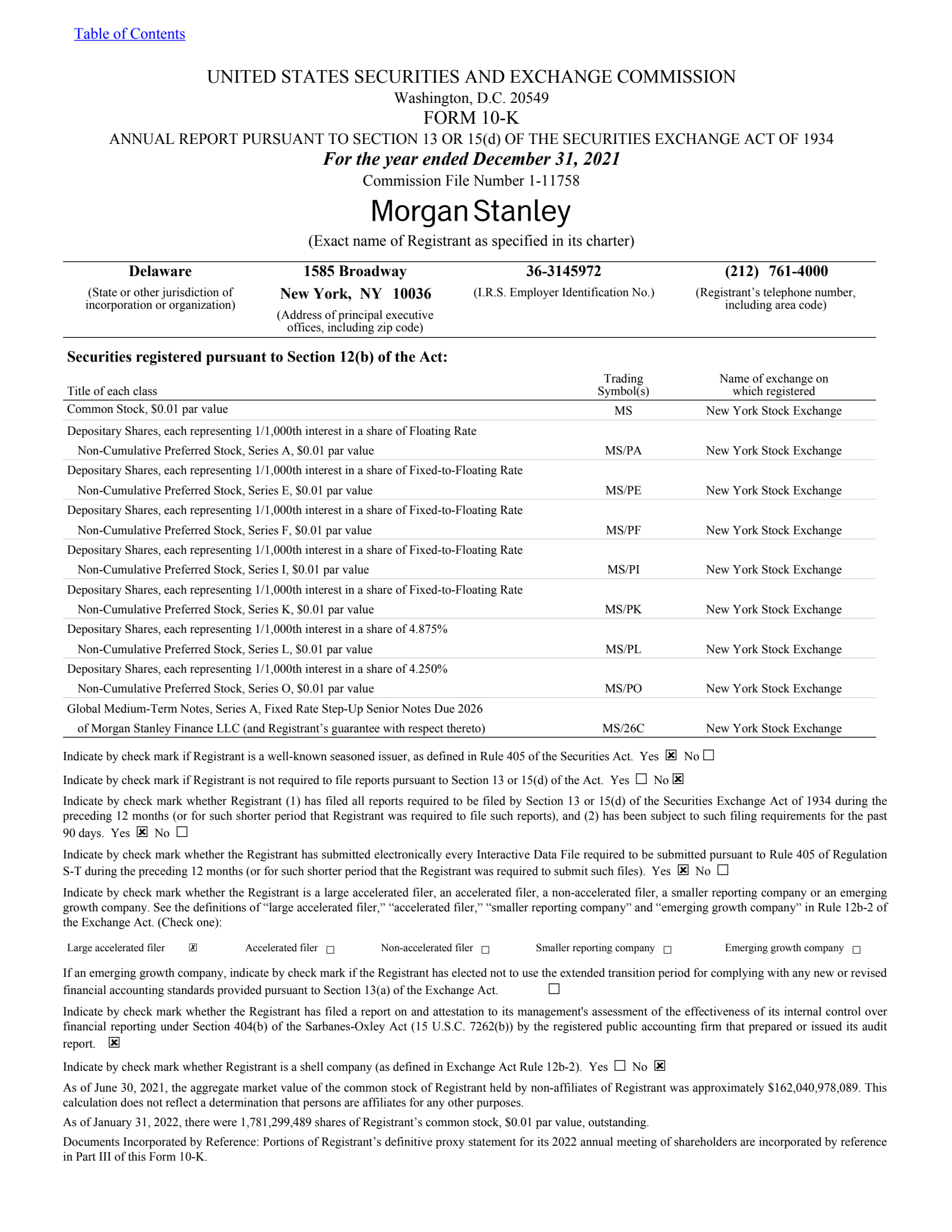 Morgan Stanley's Q4 2021 Press Release