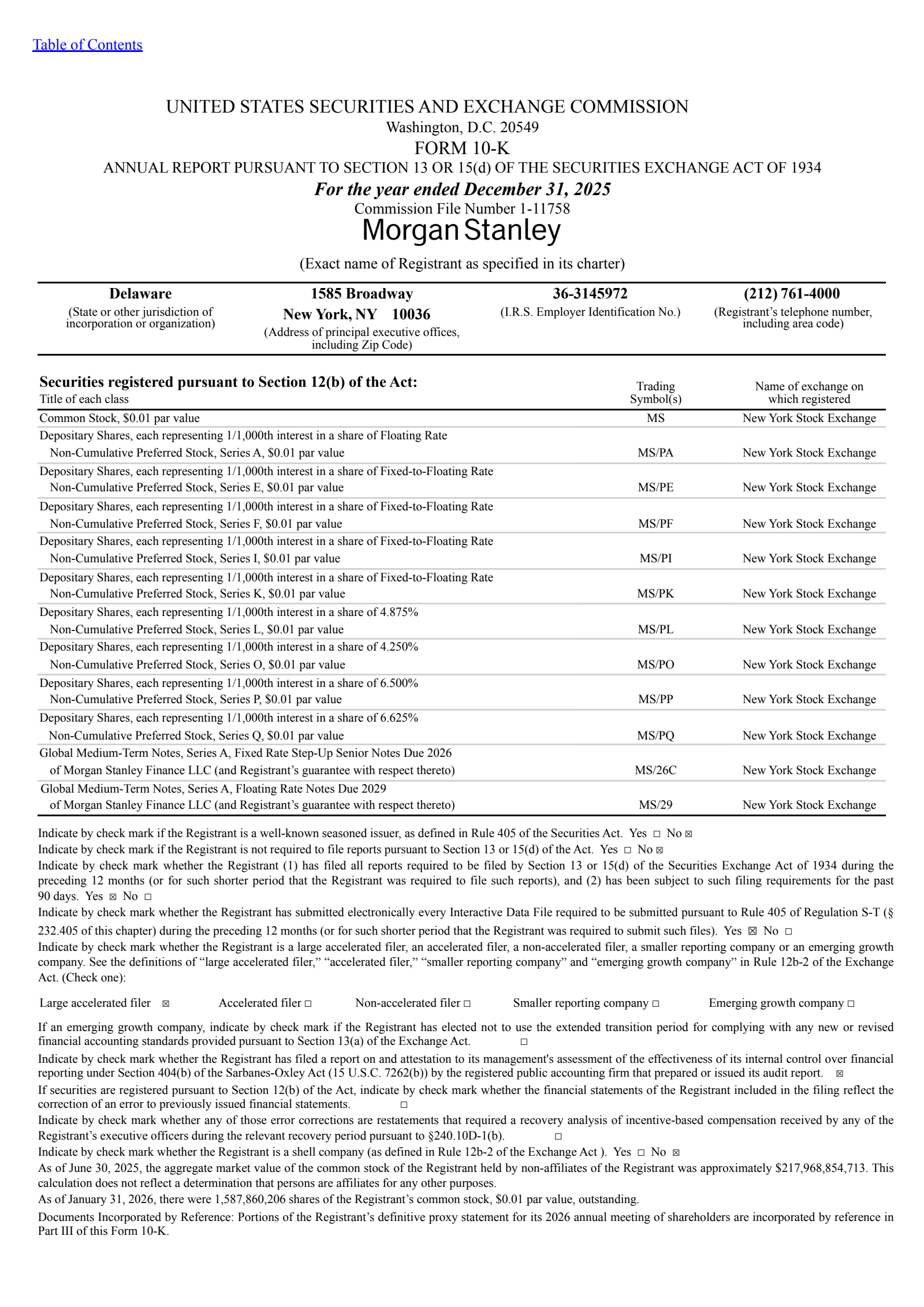Morgan Stanley's Q4 2025 Annual report