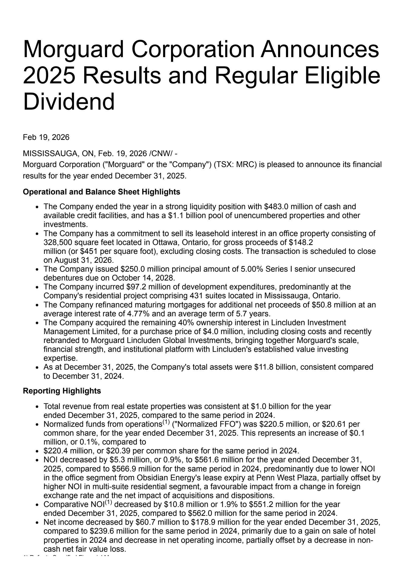 Morguard's Q4 2025 Press Release