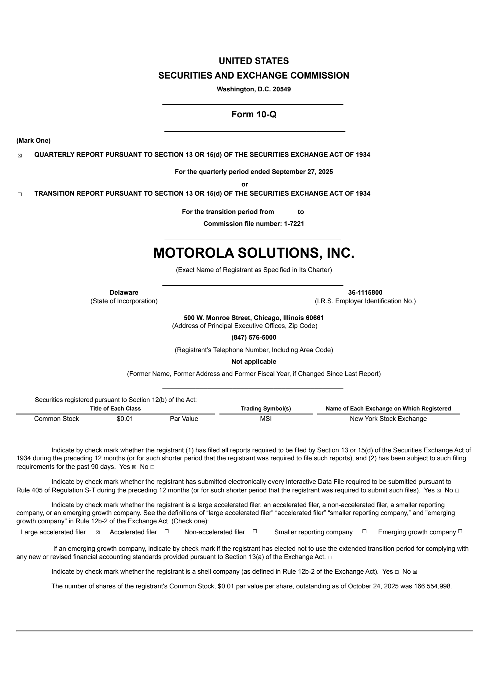 Motorola Solutions' Q3 2025 Quarterly Report