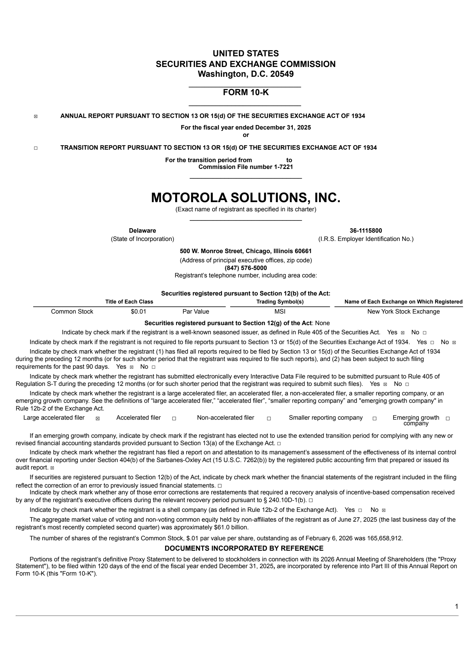 Motorola Solutions' Q4 2025 Annual report