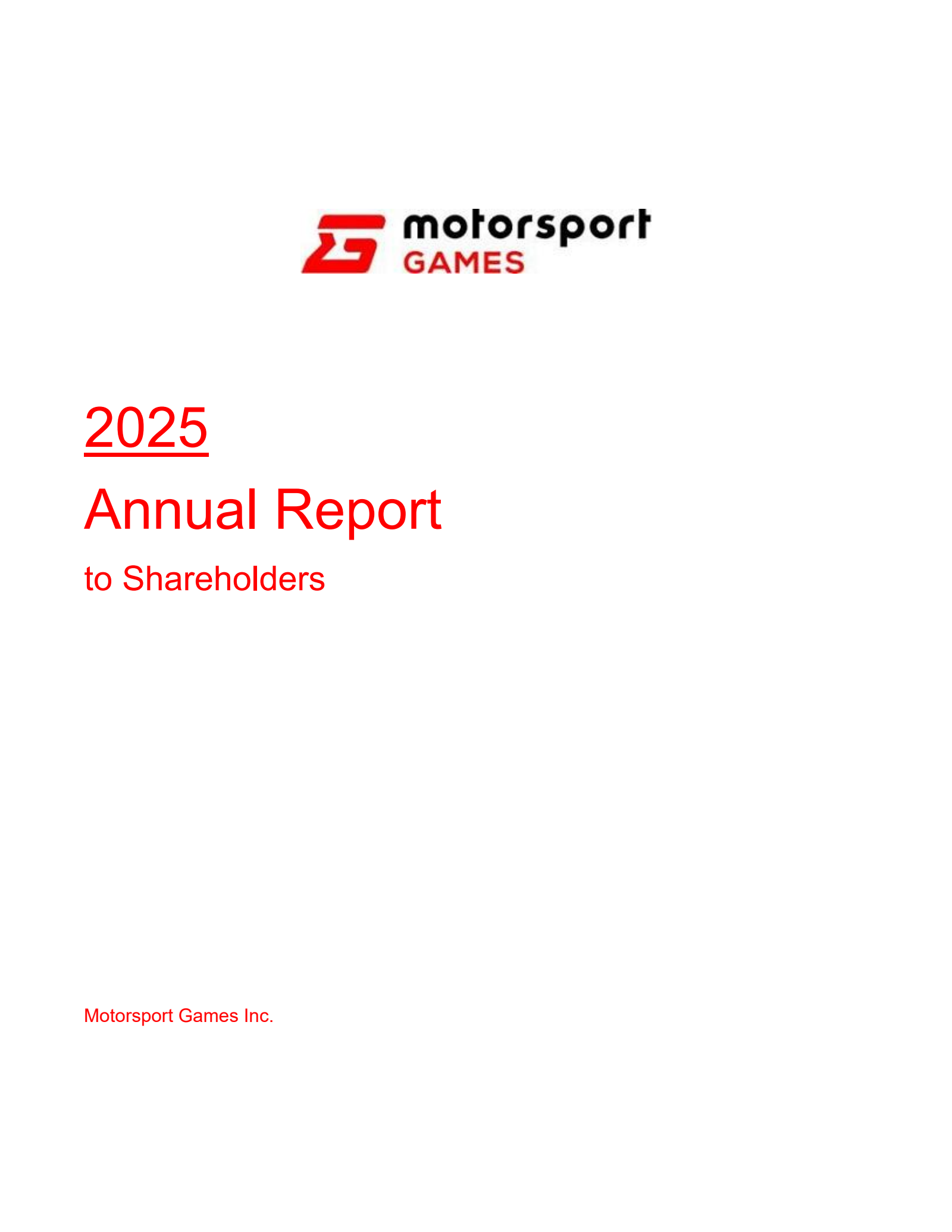 Motorsport Games' Q4 2025 Annual report